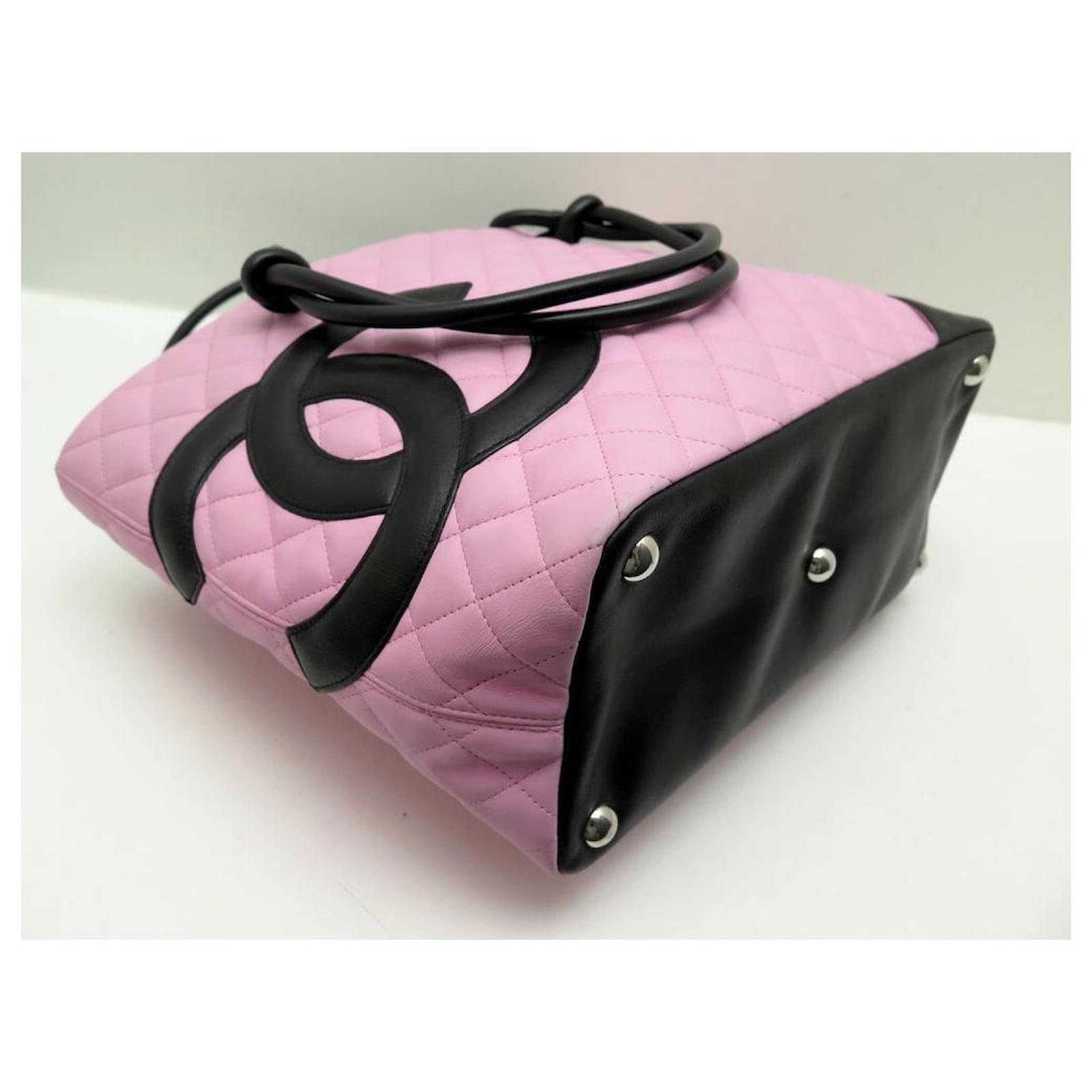 CHANEL CAMBON SHOPPING GM HANDBAG PINK AND BLACK QUILTED LEATHER