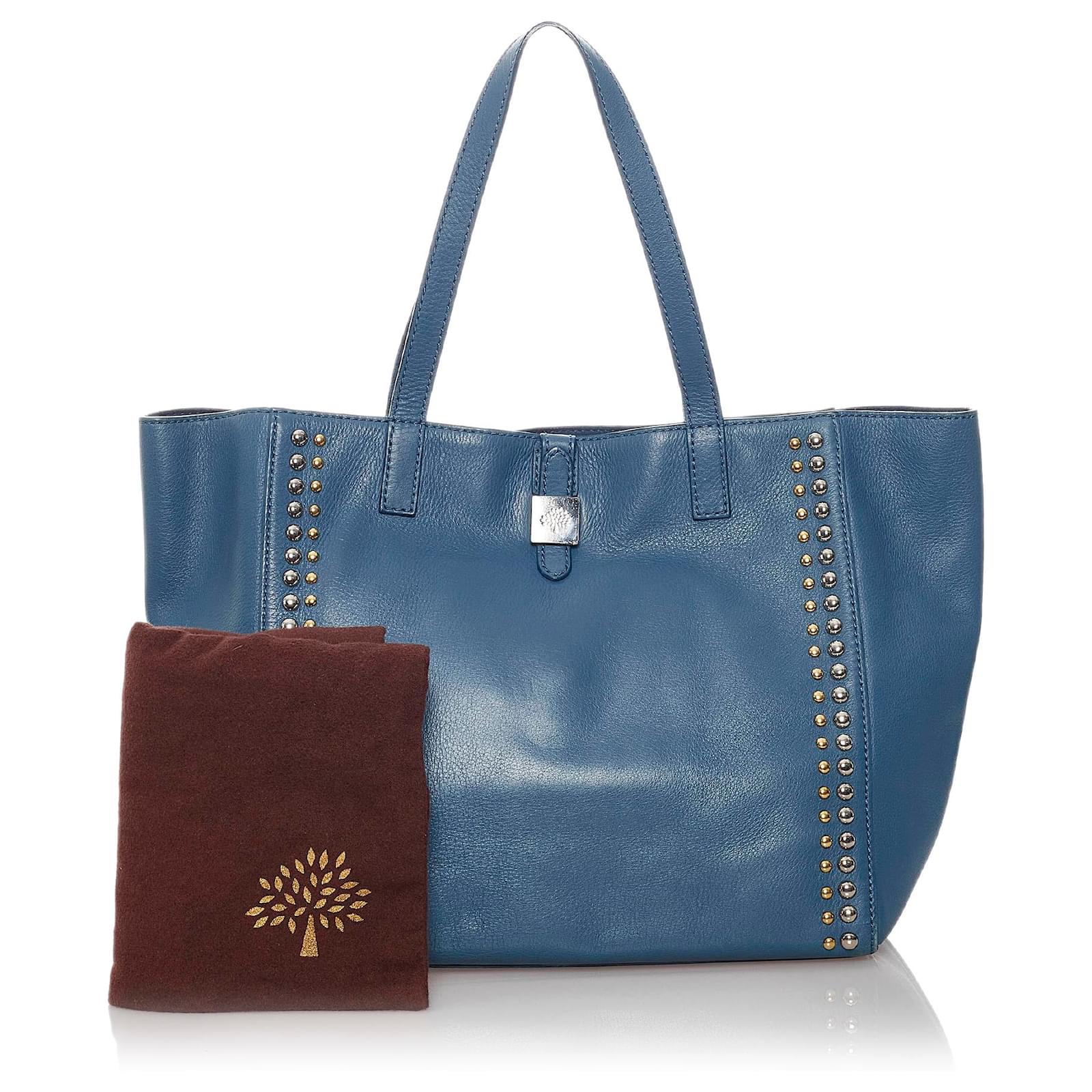 Mulberry Bolso tote Tessie de piel con tachuelas azul morera Cuero