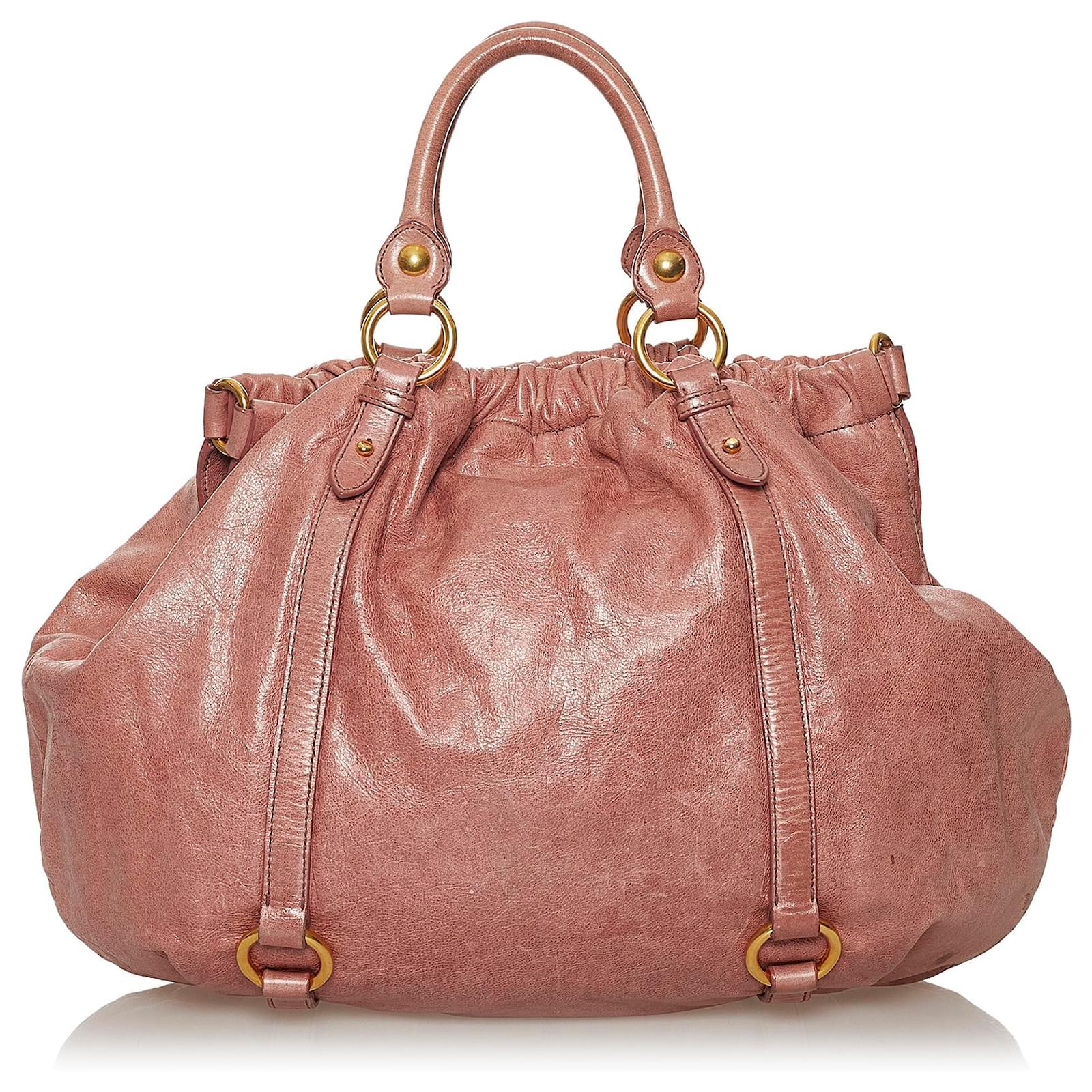 Miu Miu Pink Vitello Shine Satchel Leather Pony-style calfskin ref