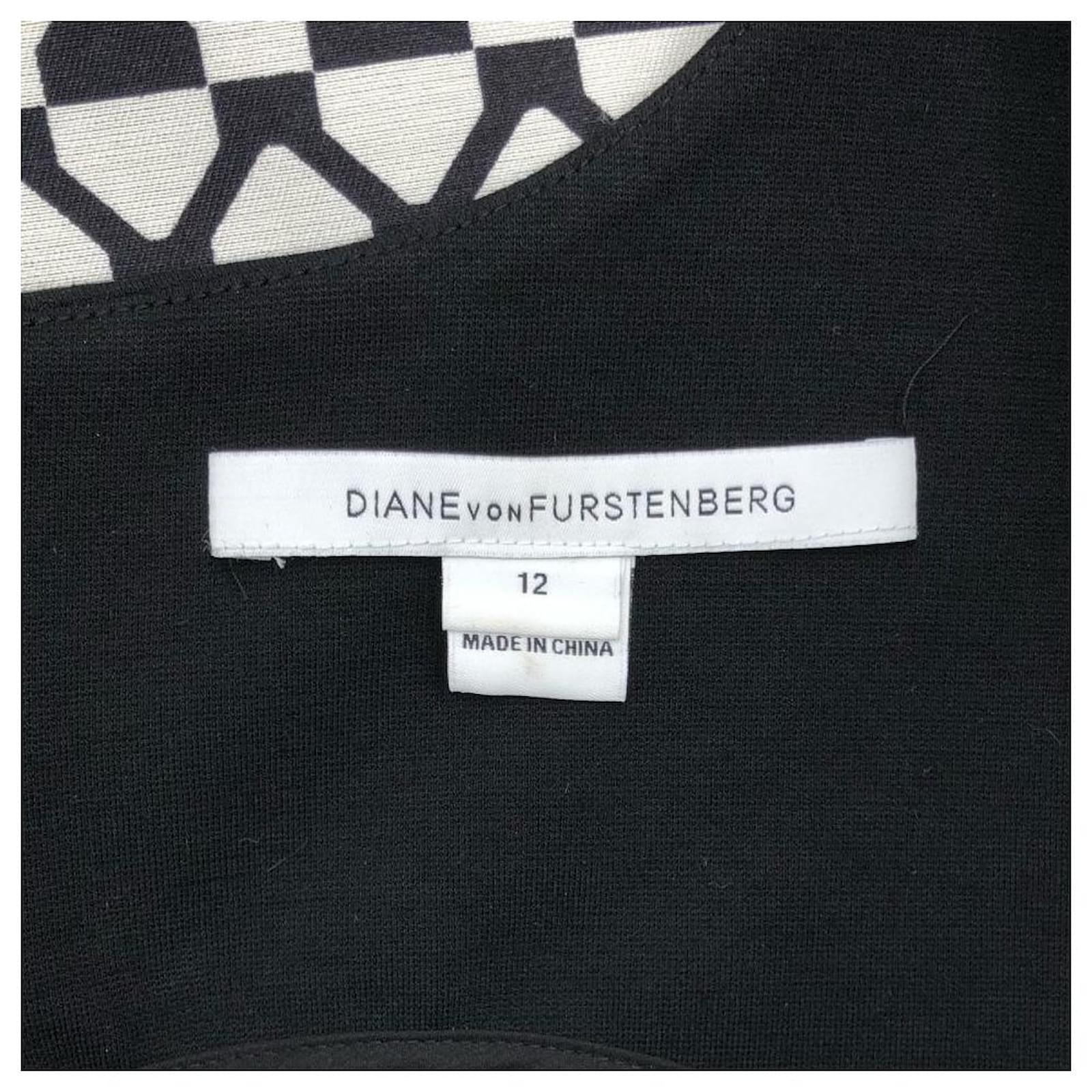 Diane Von Furstenberg DVF shift dress in black and white silk blend ...