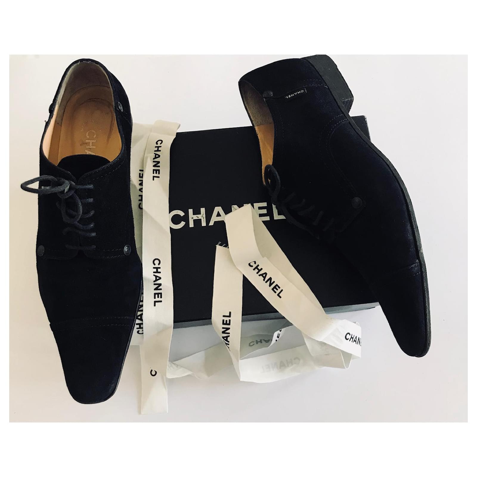 NEW CHANEL SHOES HIGH HIGH ESPADRILLES G29600 39 BLACK LEATHER SHOES