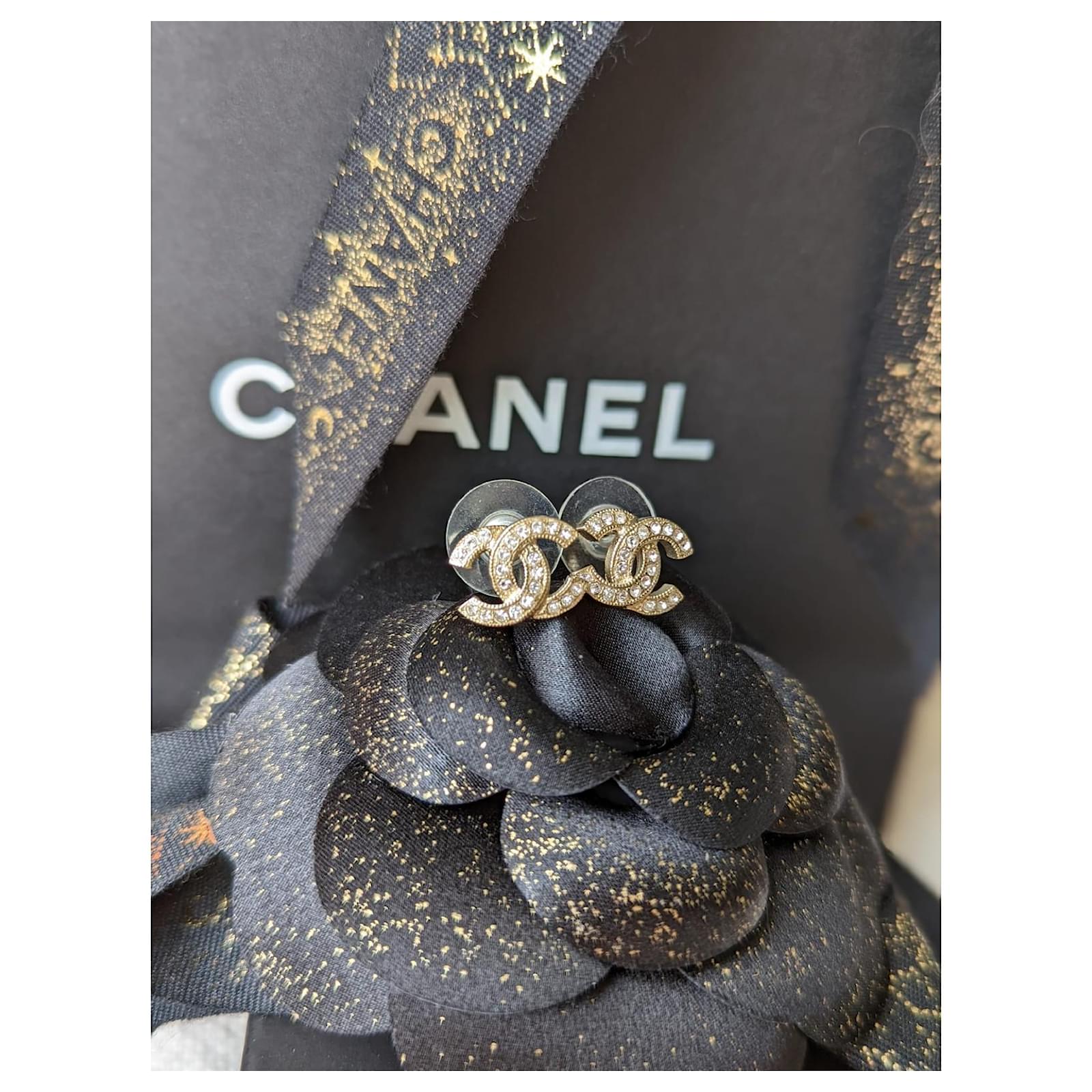 Chanel Metal & Diamantés Earrings Silver/Gold in Silver Metal - US
