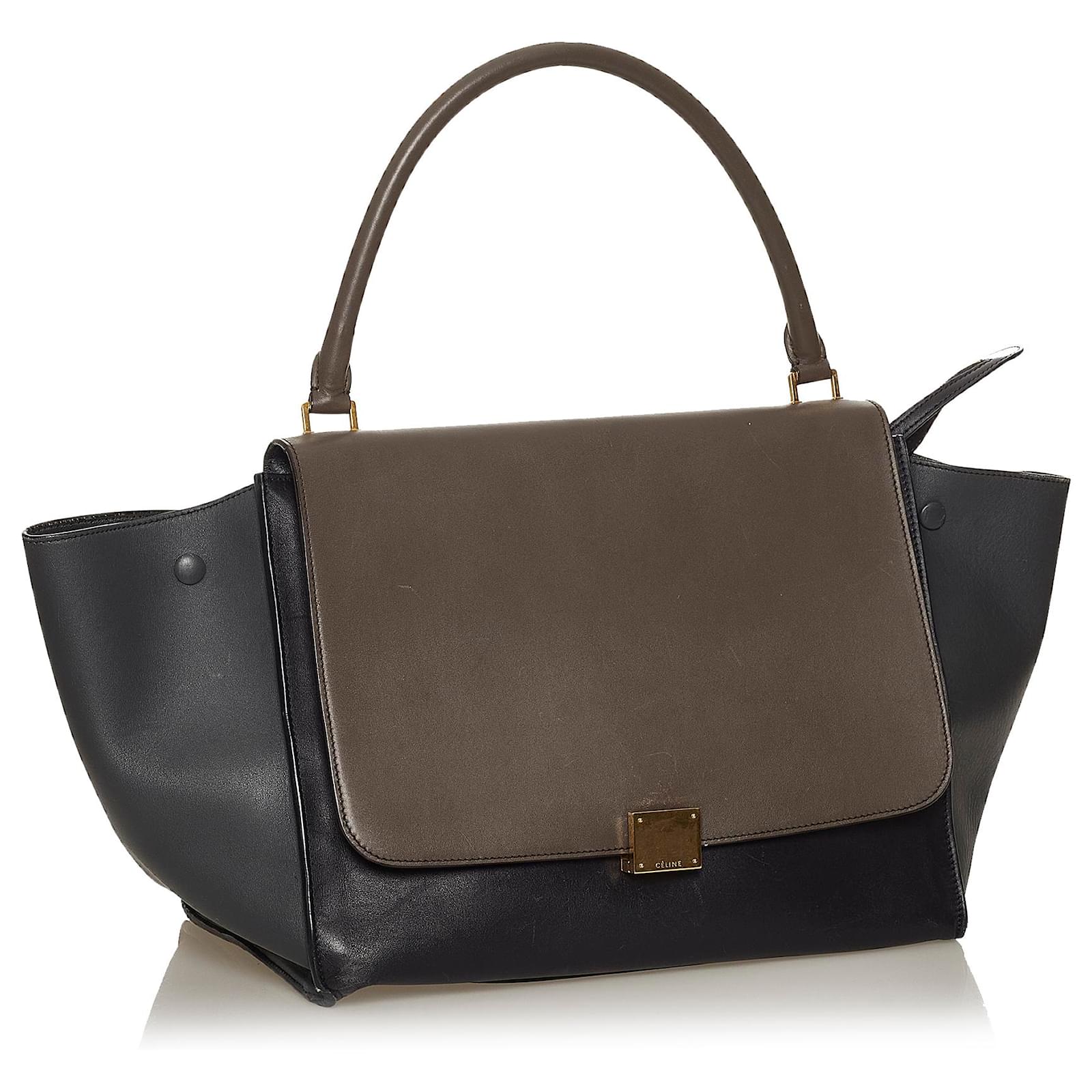 Céline Celine Gray Trapeze Tricolor Leather Satchel Multiple colors ...