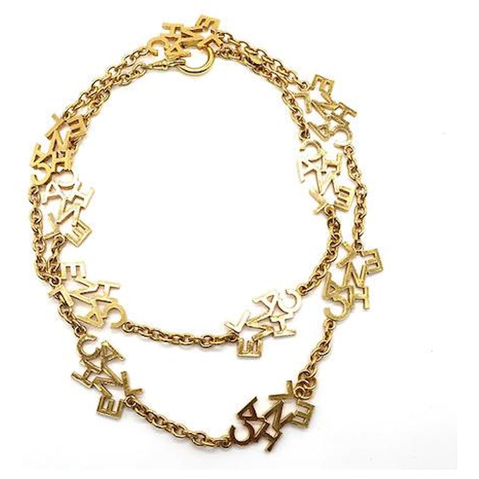 Chanel Gold CC Spelled Out 10 Motif 
