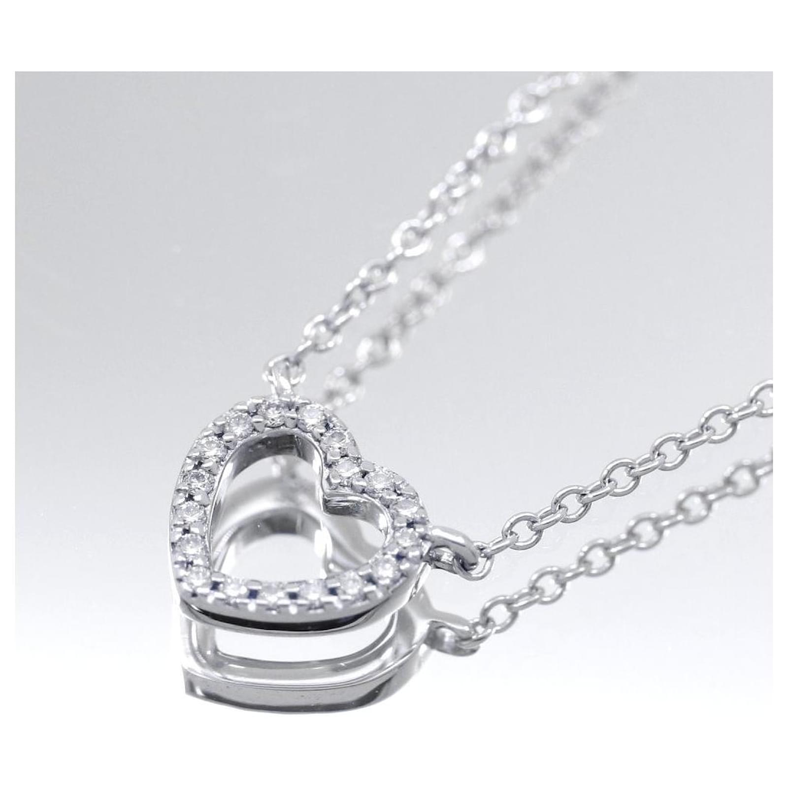 Used] Tiffany & co Ladies Metro Heart Necklace White Gold K18WG