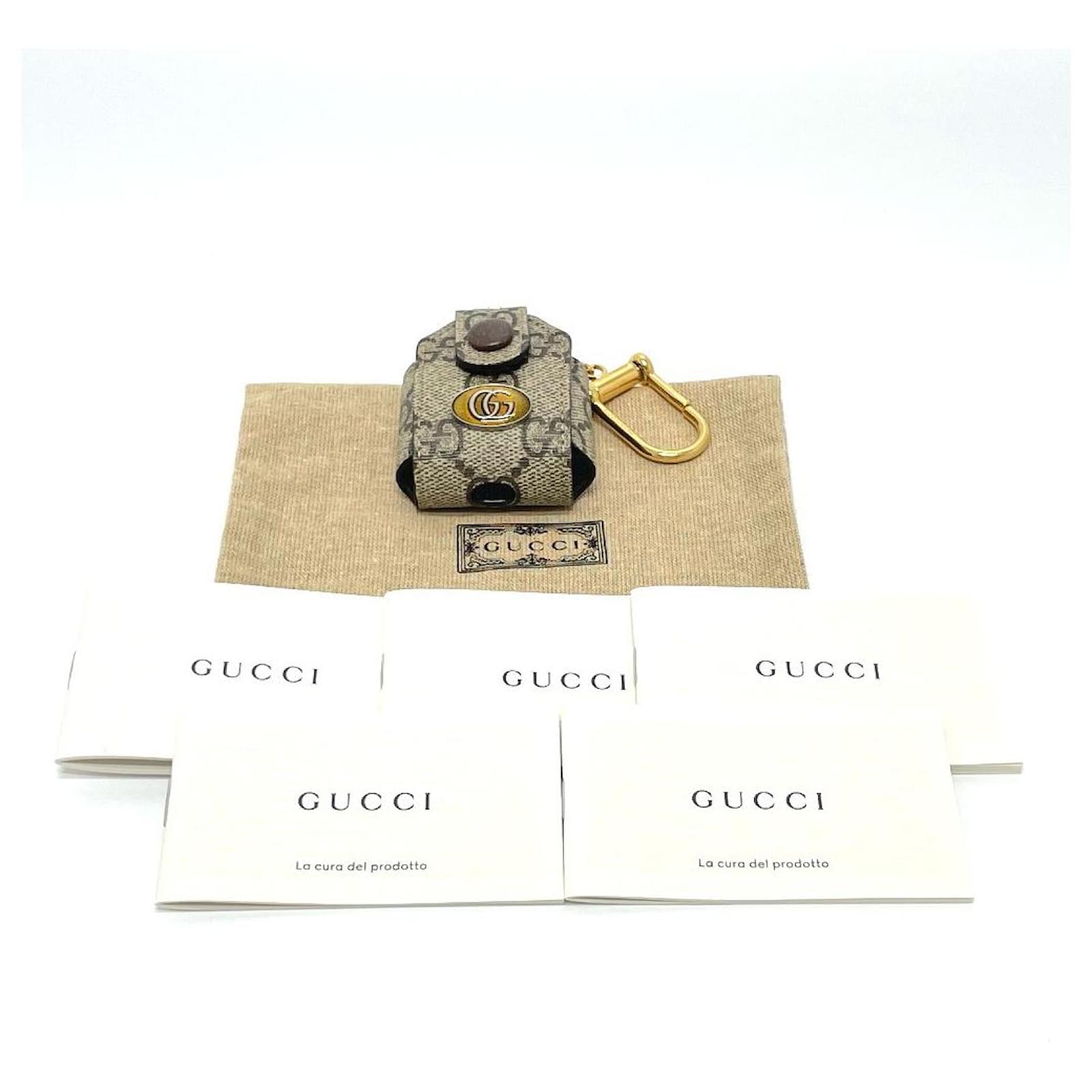 Used] Gucci GUCCI 596720 GG Supreme Offidia AirPods Case Accessory Case PVC  Unisex Beige Golden Leather ref.474628 - Joli Closet