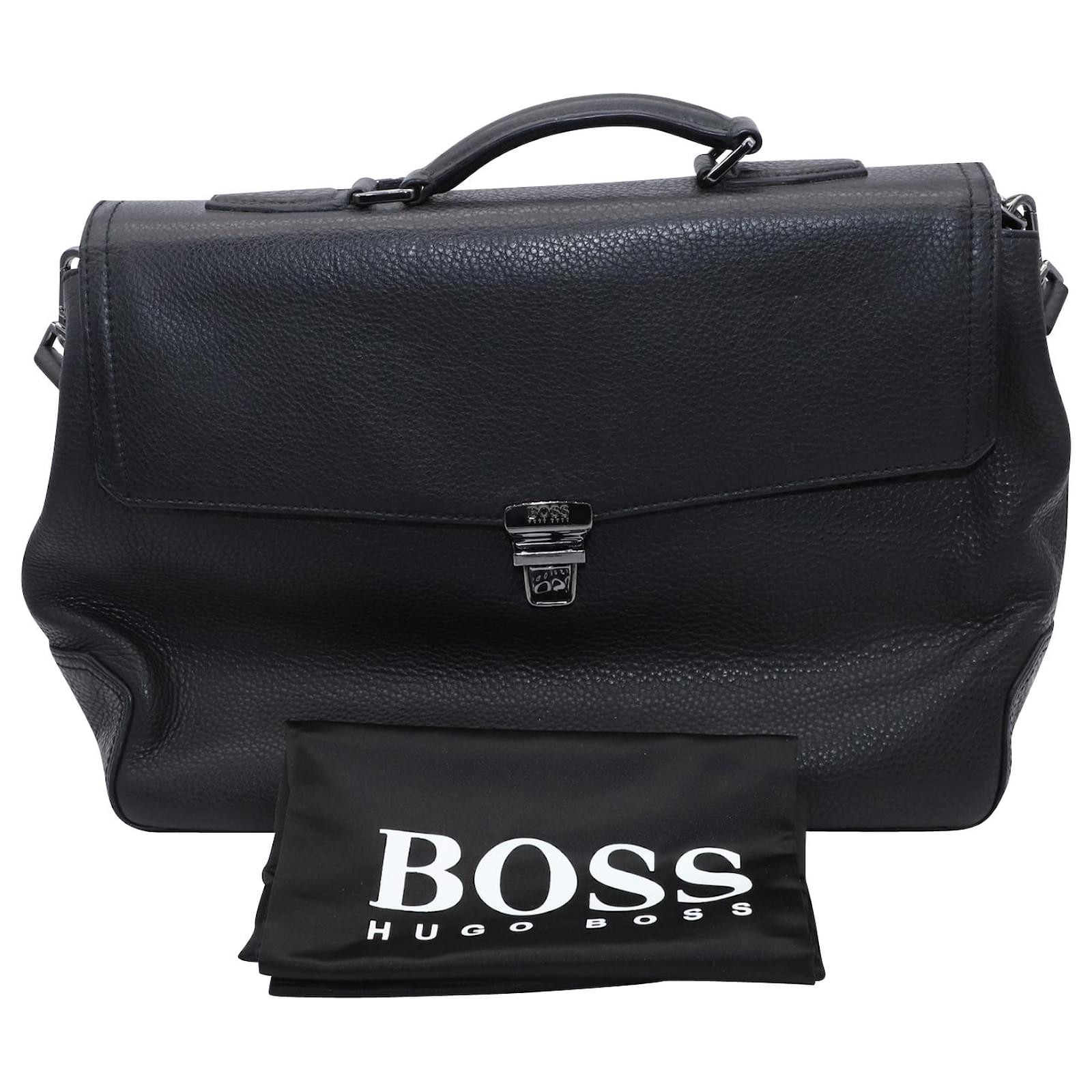 Hugo Boss Leather Briefcase in Black Leather ref.474774 Joli Closet