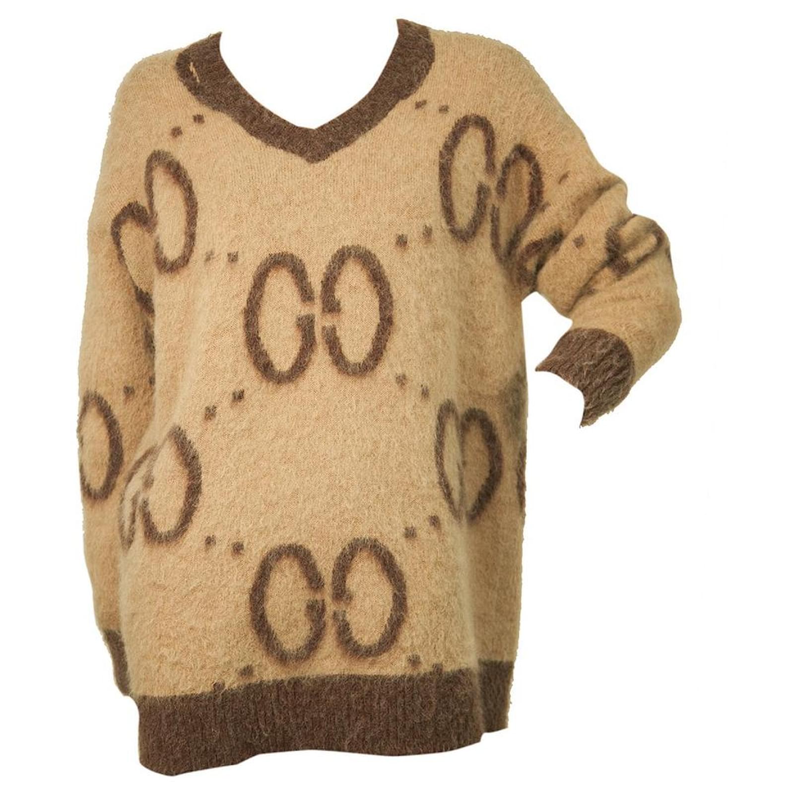 GG Reversible Mohair Blend Cardigan in Beige - Gucci