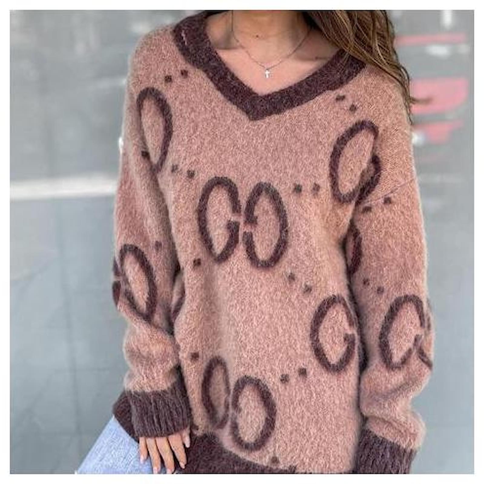 GUCCI GG-jacquard mohair wool blend reversible sweater with GG