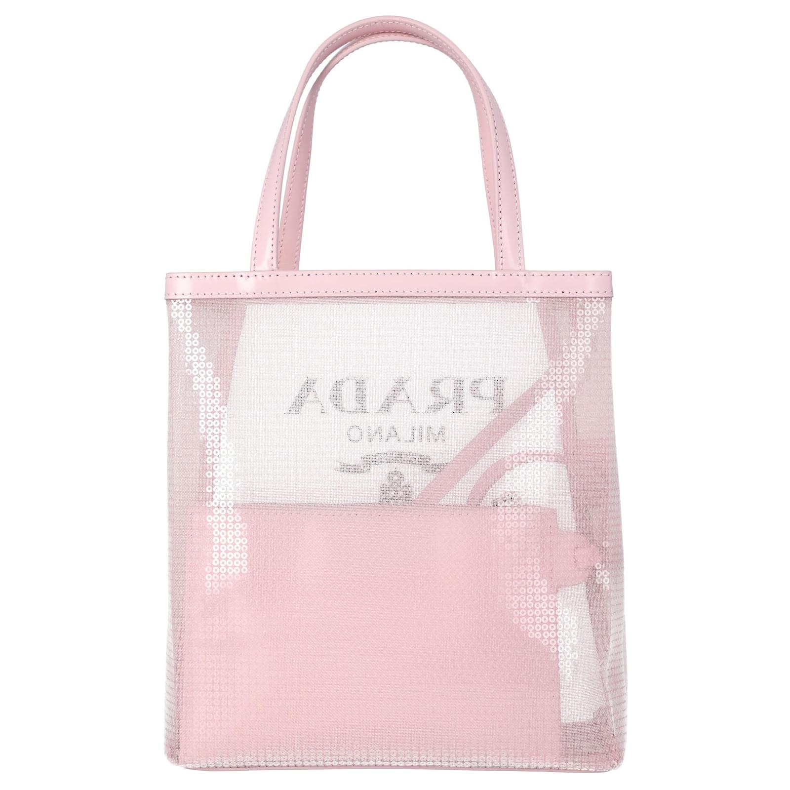Prada Small Leather Net Bag in Pink