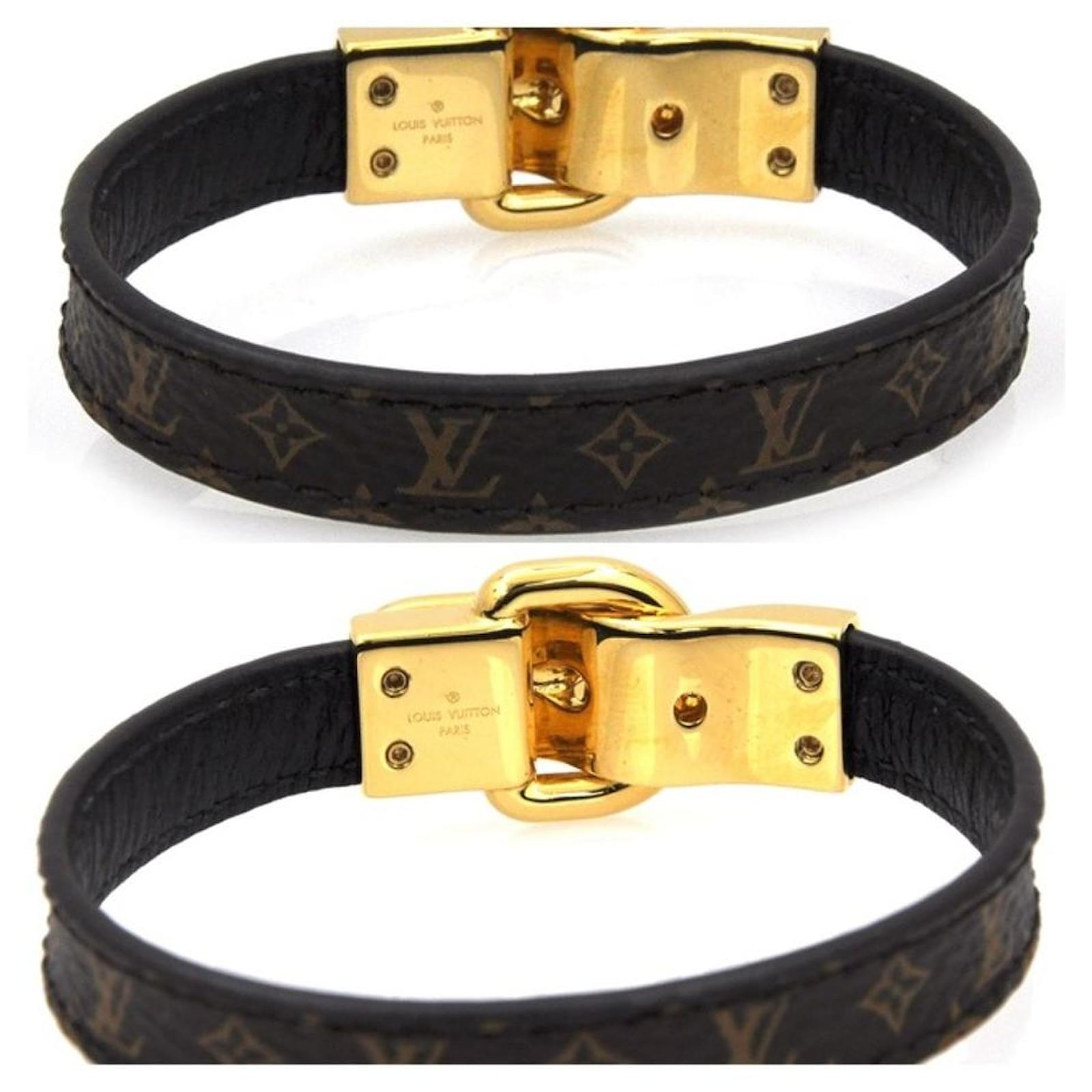 Louis Vuitton Bracelet Gold Monogram Brown Golden Leather ref