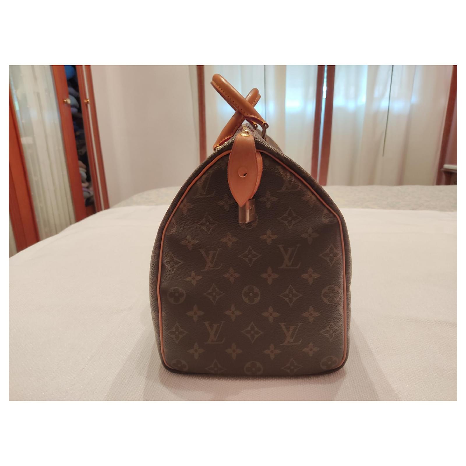 Louis Vuitton Speedy 40 Mon Monogram Green Dark brown Fuschia Leather  ref.475674 - Joli Closet