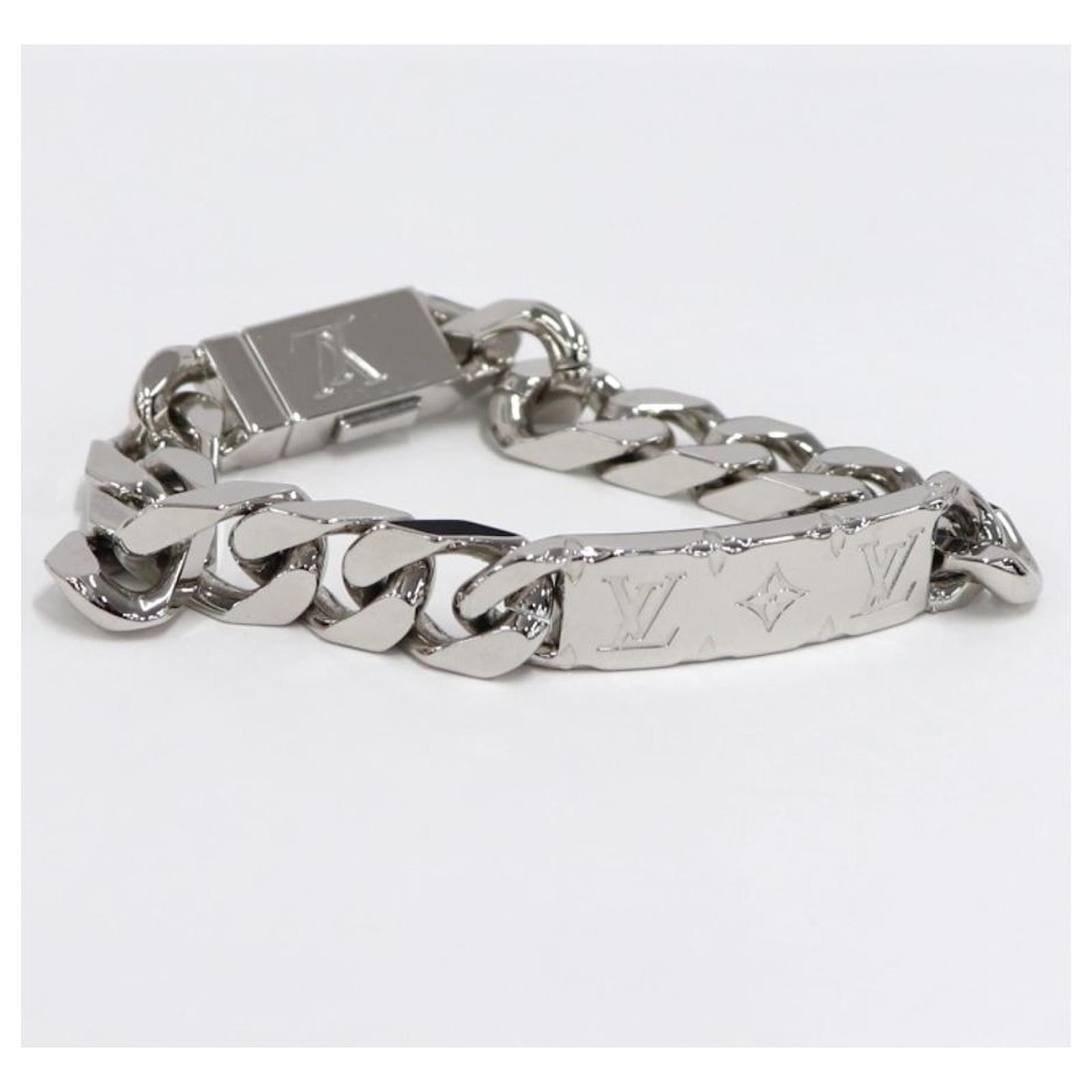 Shop Louis Vuitton Unisex Silver Logo Metallic Bracelets (M00855) by lufine