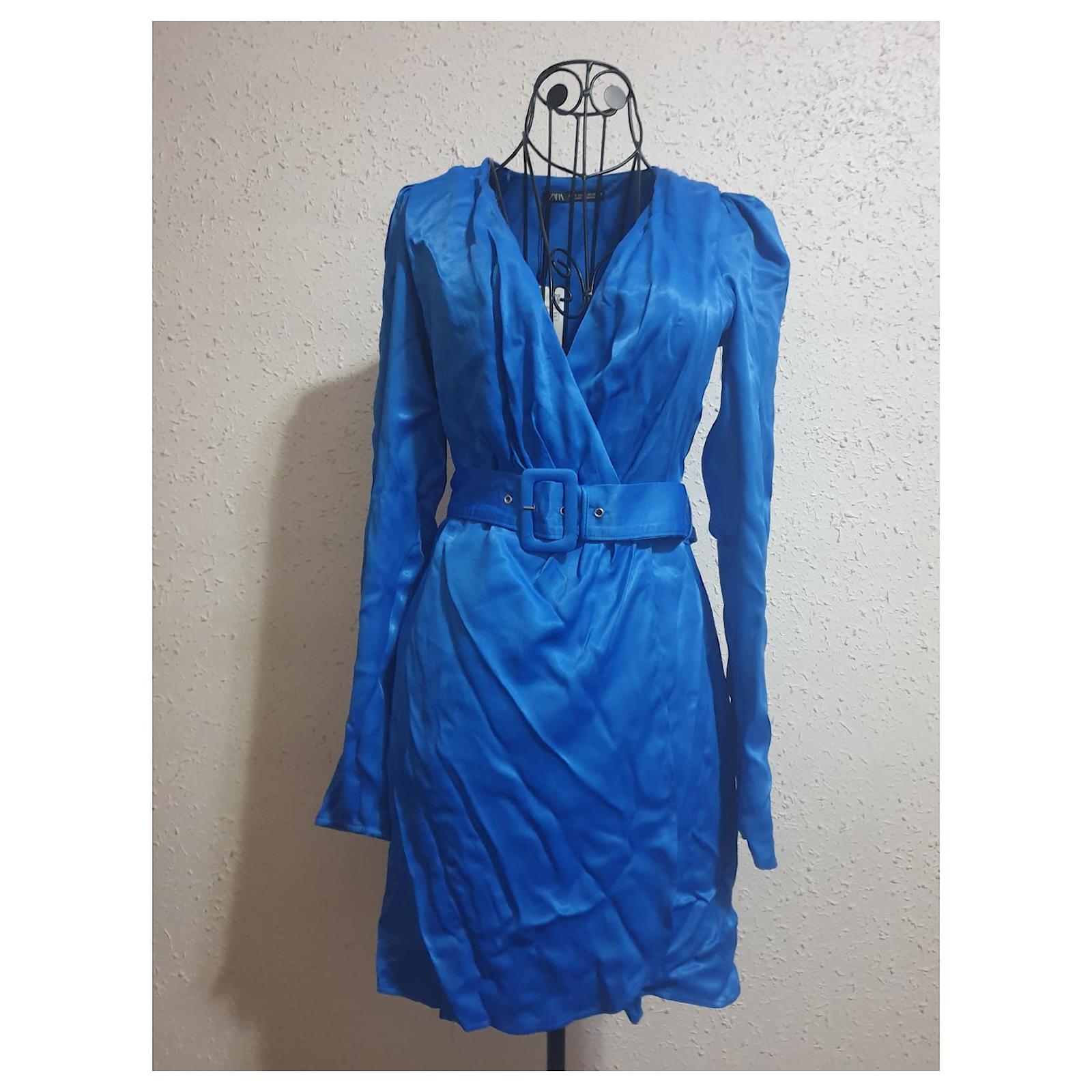Zara blazer dress size XS Blue Viscose ref.476215 - Joli Closet