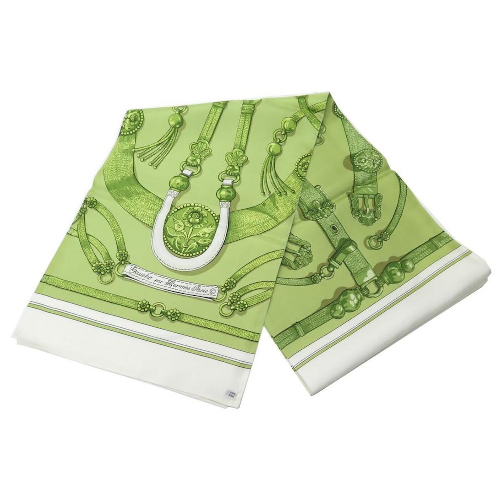 Hermès NEW HERMES SCARF GAUCHO LATHAM SCARF IN GREEN SILK NEW SILK