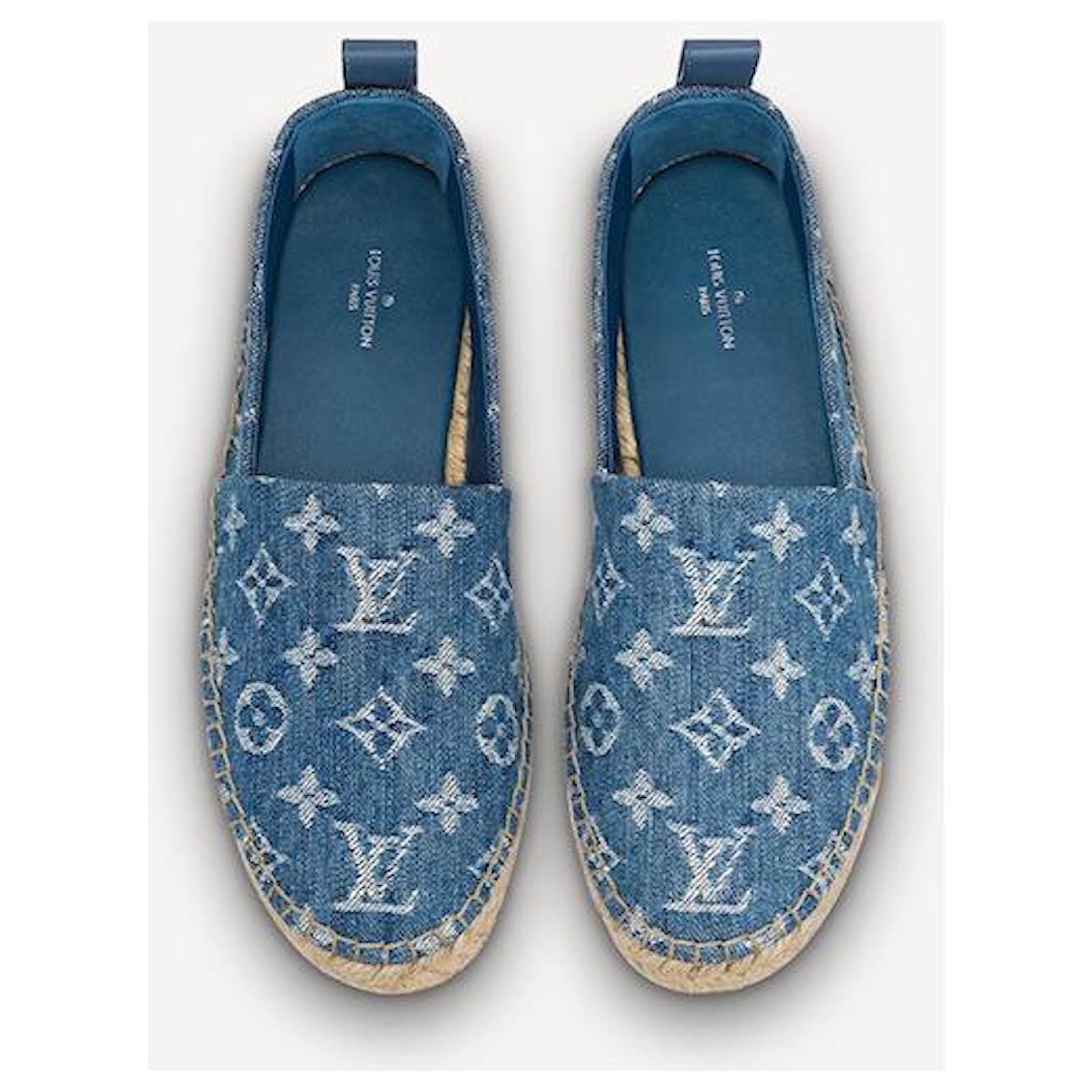 Louis Vuitton Wedge Espadrille Blue Suede ref.17613 - Joli Closet