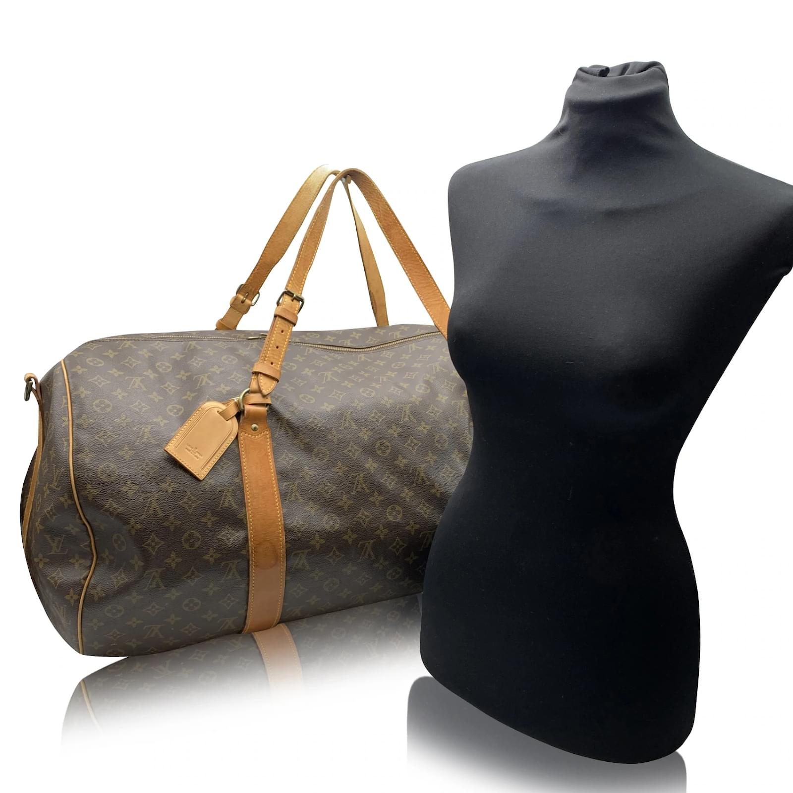 Louis Vuitton Monogram Canvas Polochon 70 XL Duffle Travel Bag Brown Suede  ref.479262 - Joli Closet