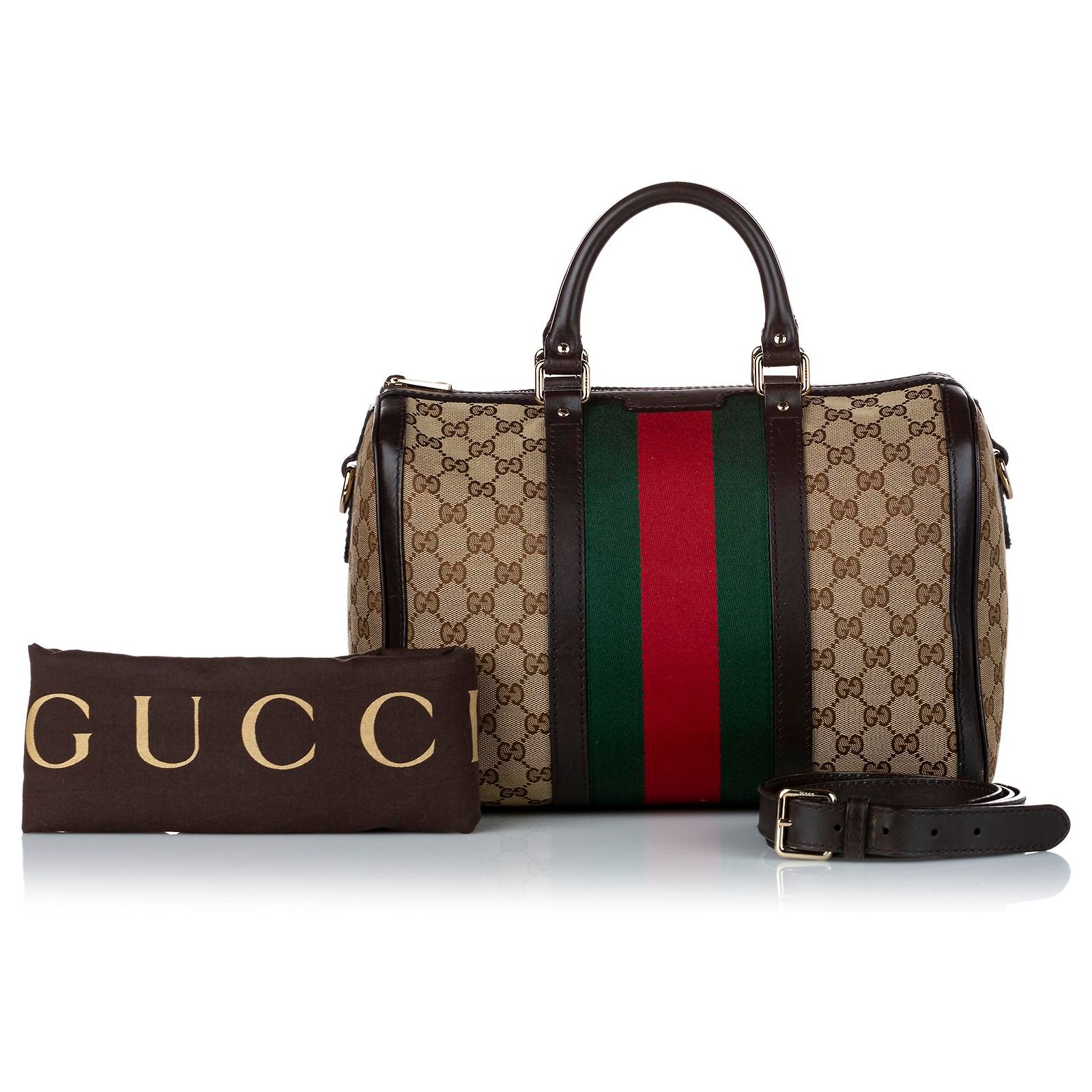 Gucci Brown GG Canvas Web Satchel 