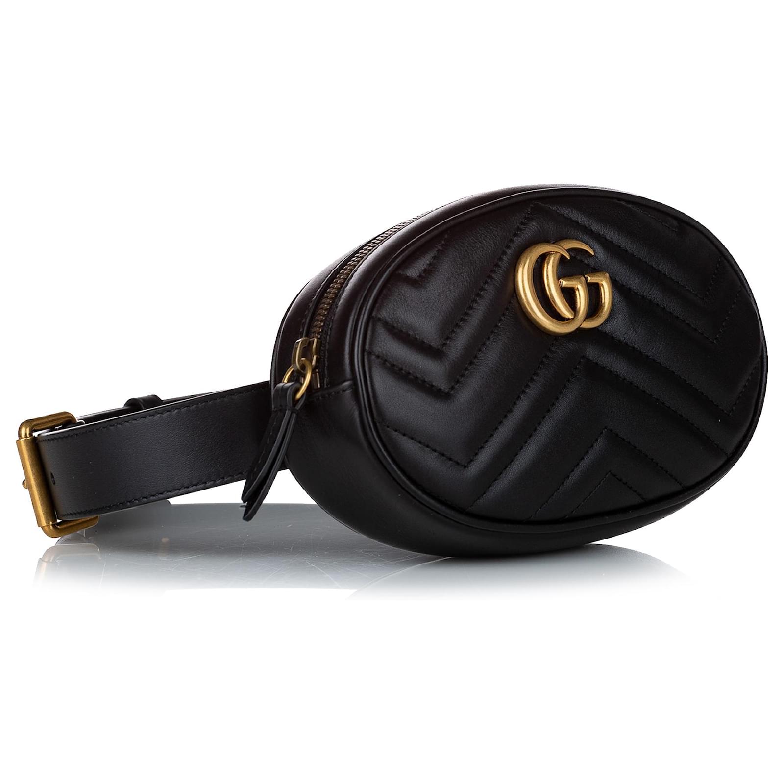 Gucci Black GG Marmont Matelasse Leather Belt Bag Pony-style calfskin ...