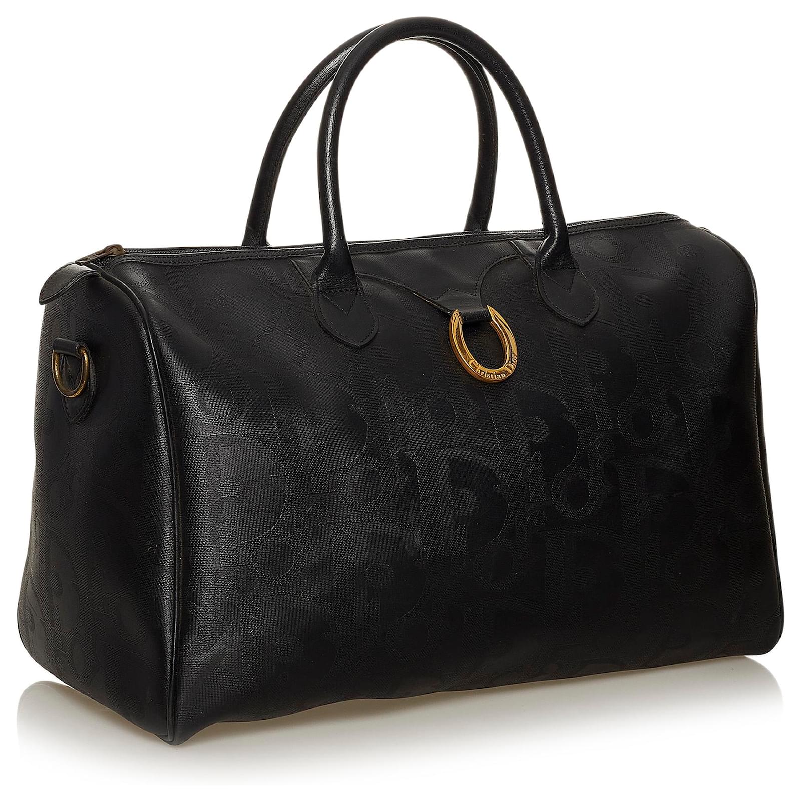 Dior Black Dior Oblique Travel Bag Leather Plastic Ponystyle calfskin ref.480258 Joli Closet