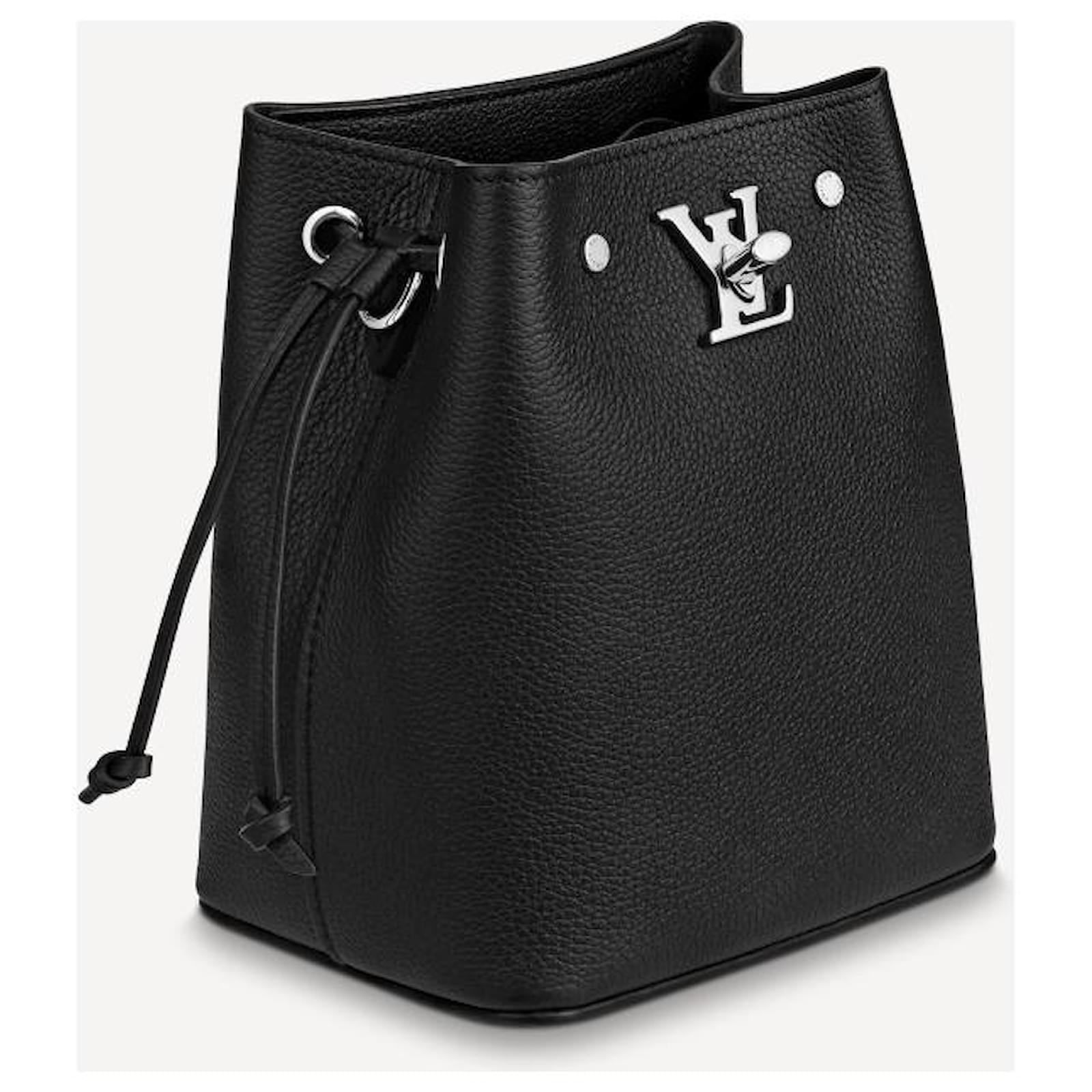 Louis Vuitton LV Bucket nano lockme bag Black Leather ref.480372