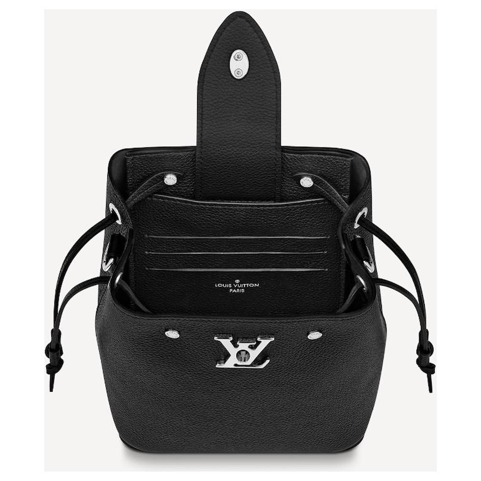 Louis Vuitton Lockme Leather Crossbody Bucket Bag Black
