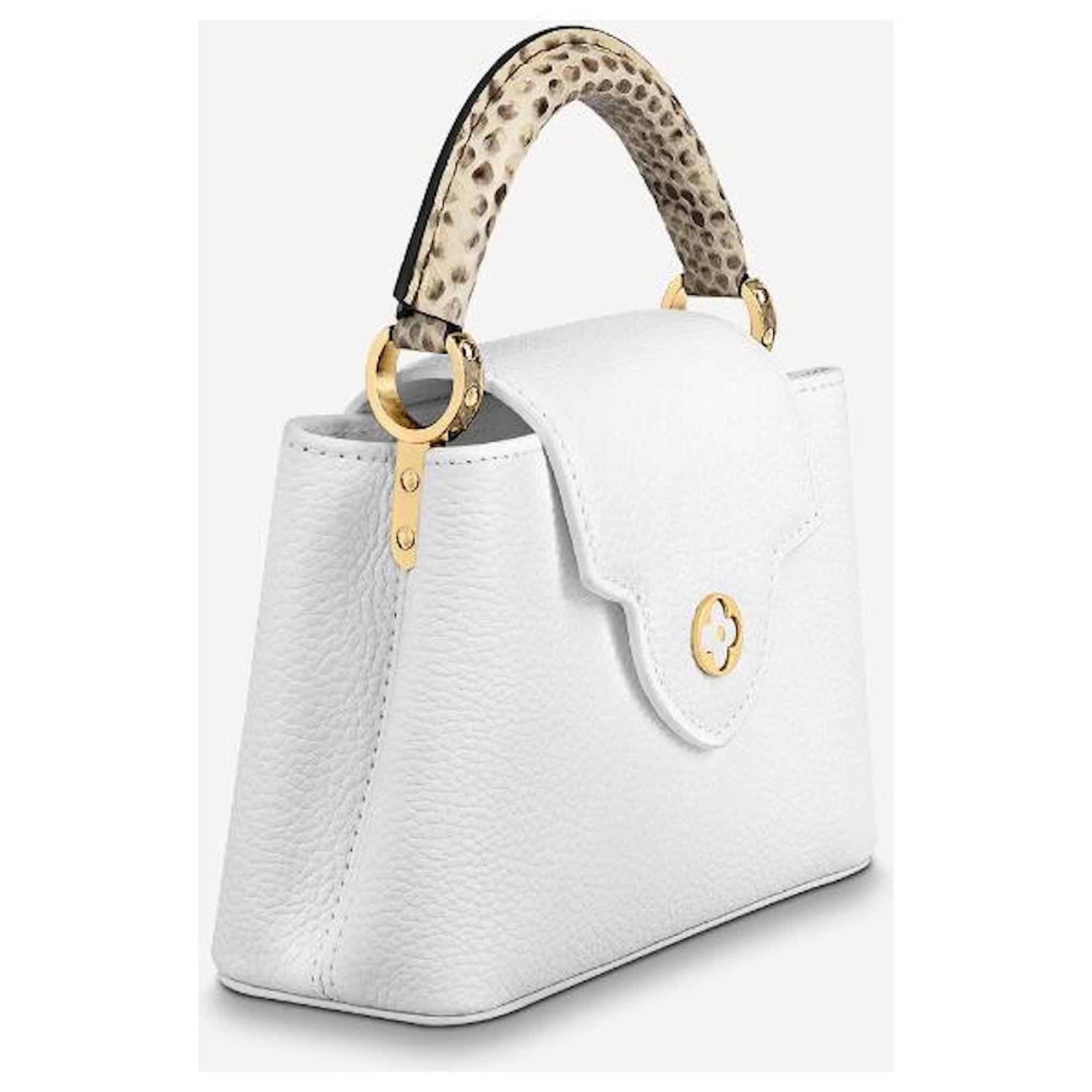 Louis Vuitton Olympus/White Leather Capucines Mini Auction