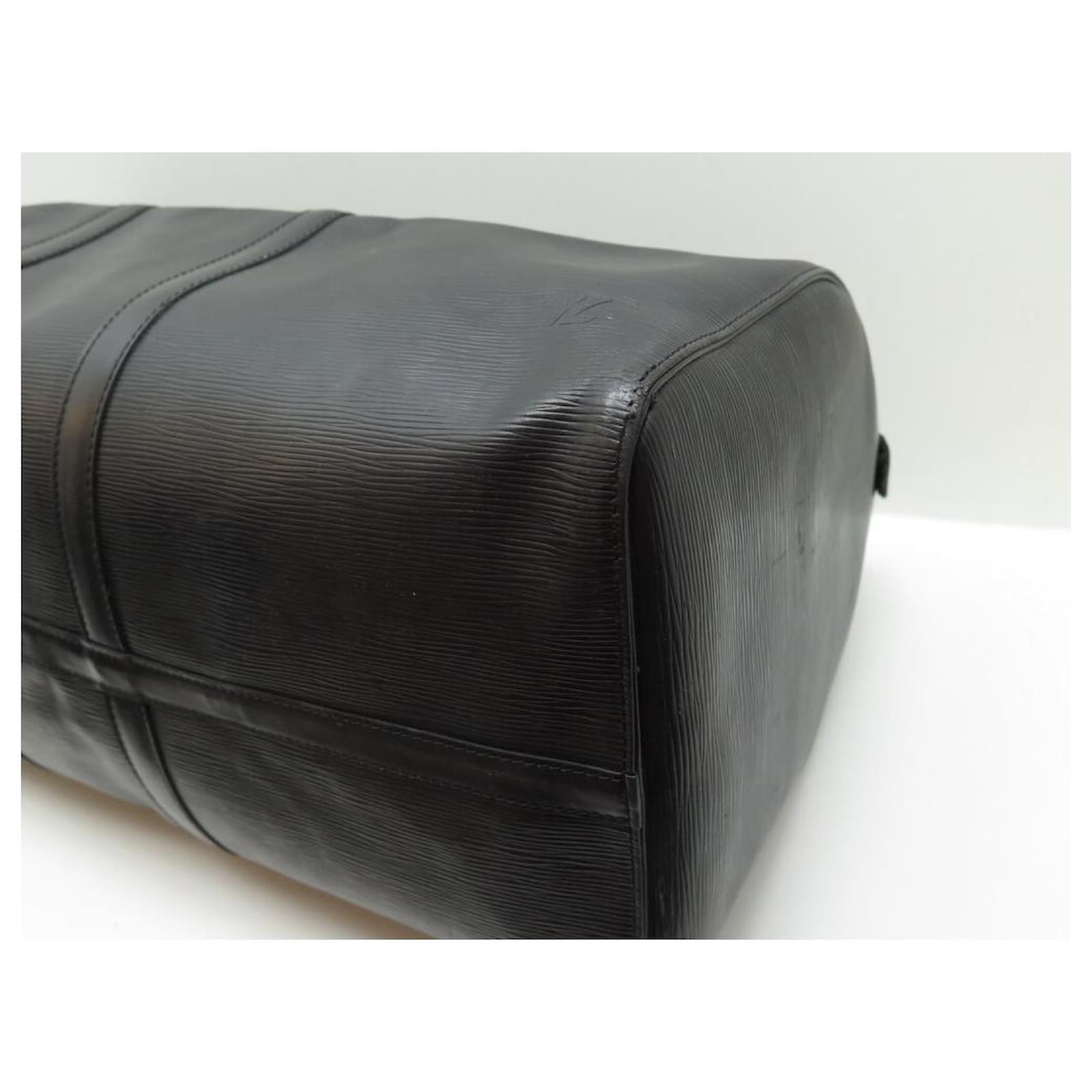 LOUIS VUITTON Epi Keepall 55 Noir Black M42952 Travel Bag Duffle Leather  Auth