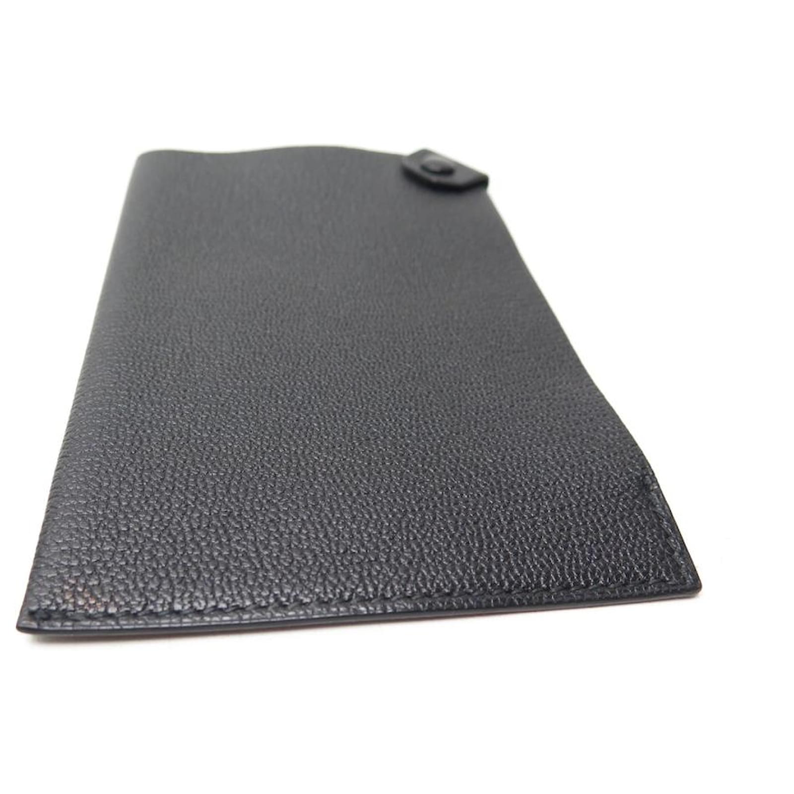 Hermès NEW HERMES TARMAC PASSPORT HOLDER BLACK MYSORE GOAT LEATHER NEW