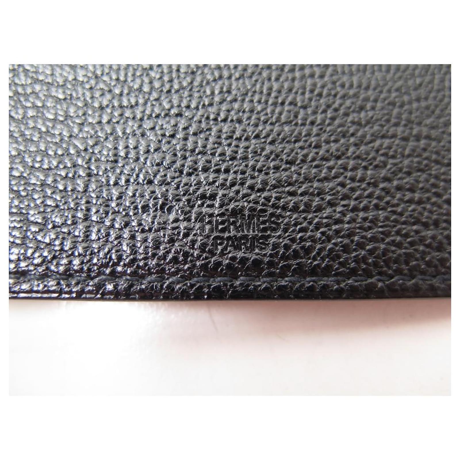 Hermès NEW HERMES TARMAC PASSPORT HOLDER BLACK MYSORE GOAT LEATHER NEW
