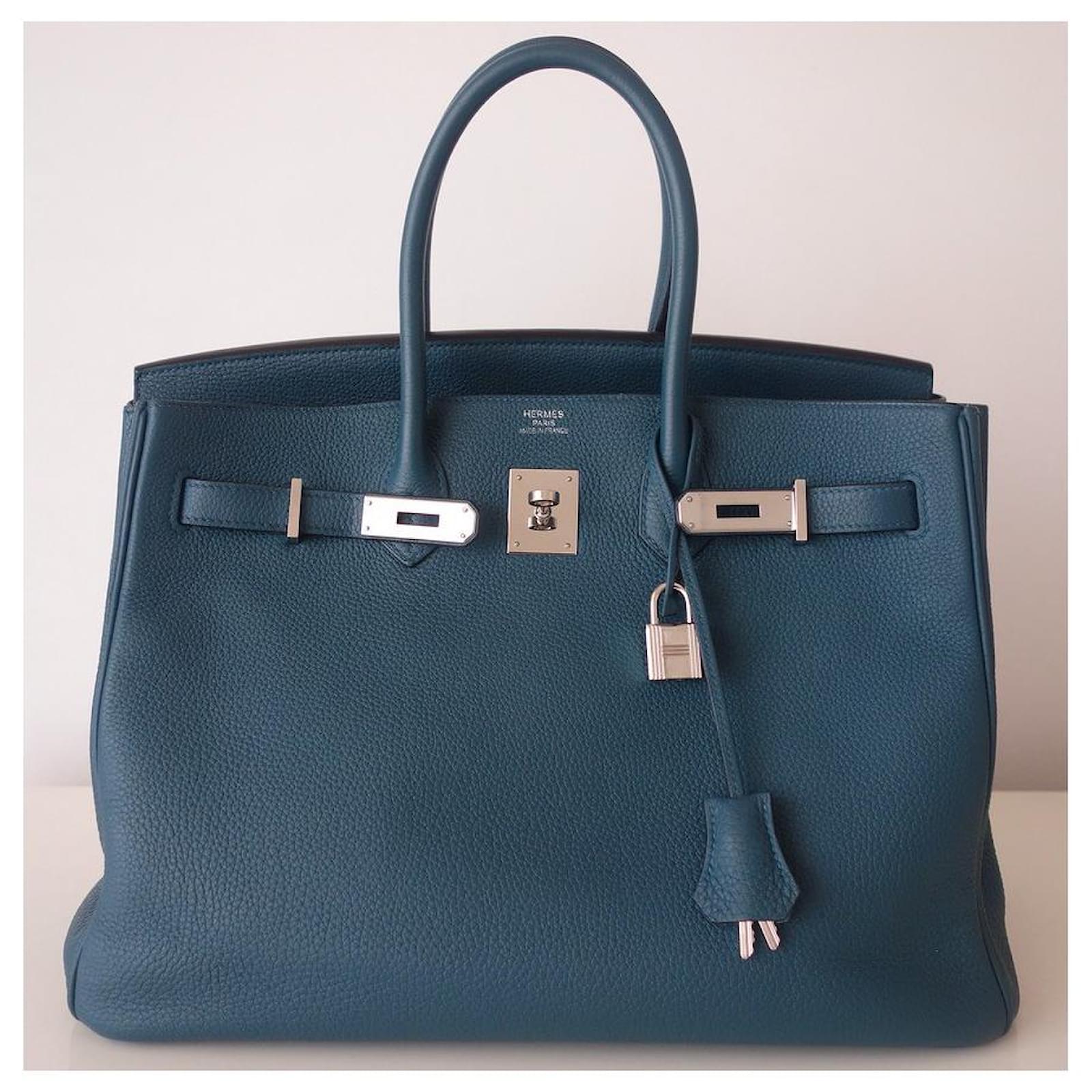 Hermès HERMES BIRKIN BAG 35 Blue Leather ref.482188 - Joli Closet