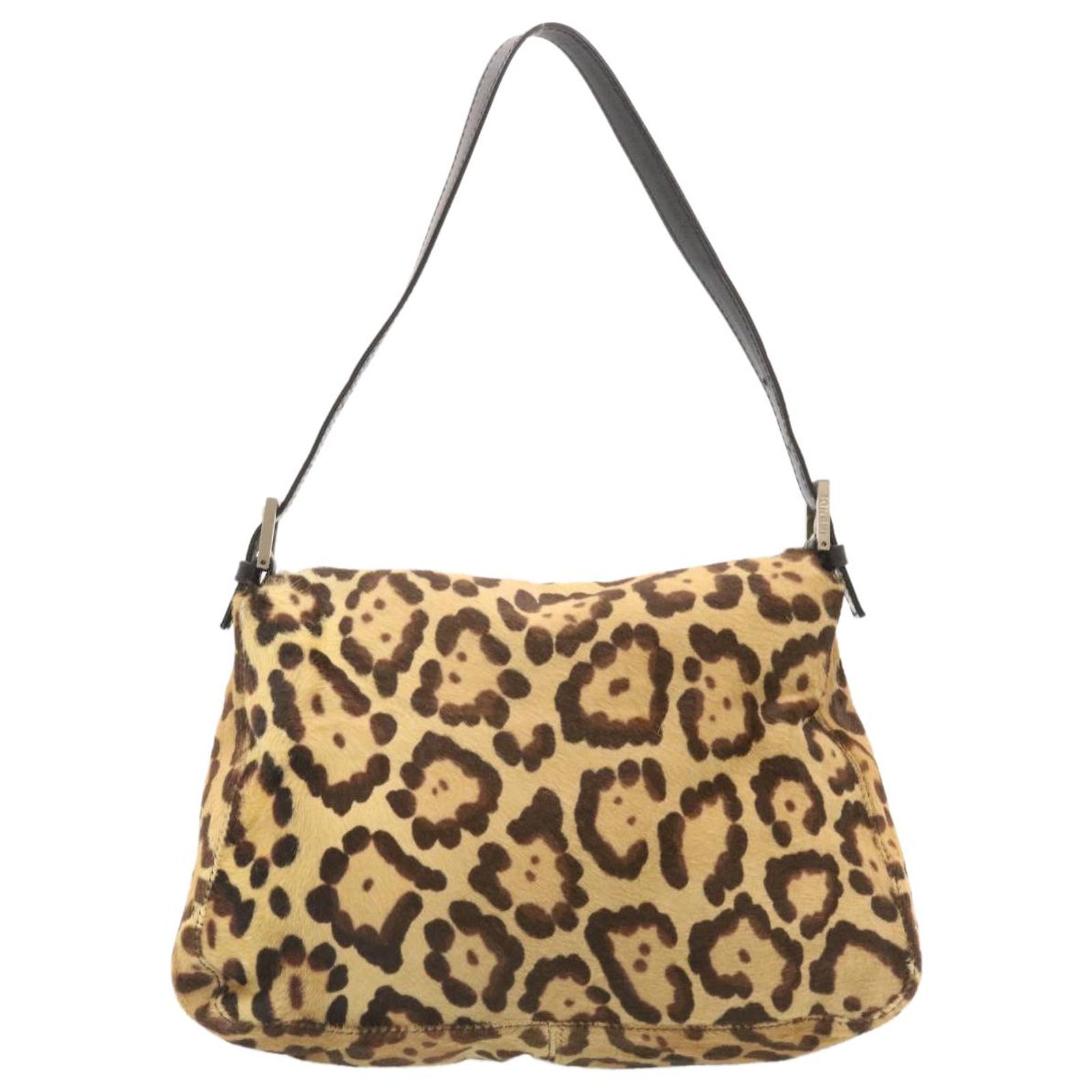FENDI Mamma baguette Shoulder Bag Unborn Calf SkinLeather Brown 