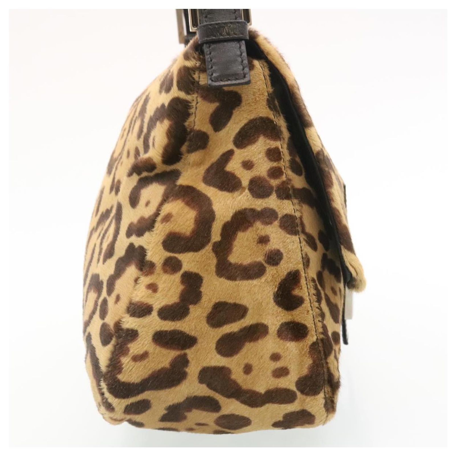 FENDI Mamma baguette Shoulder Bag Unborn Calf SkinLeather Brown 