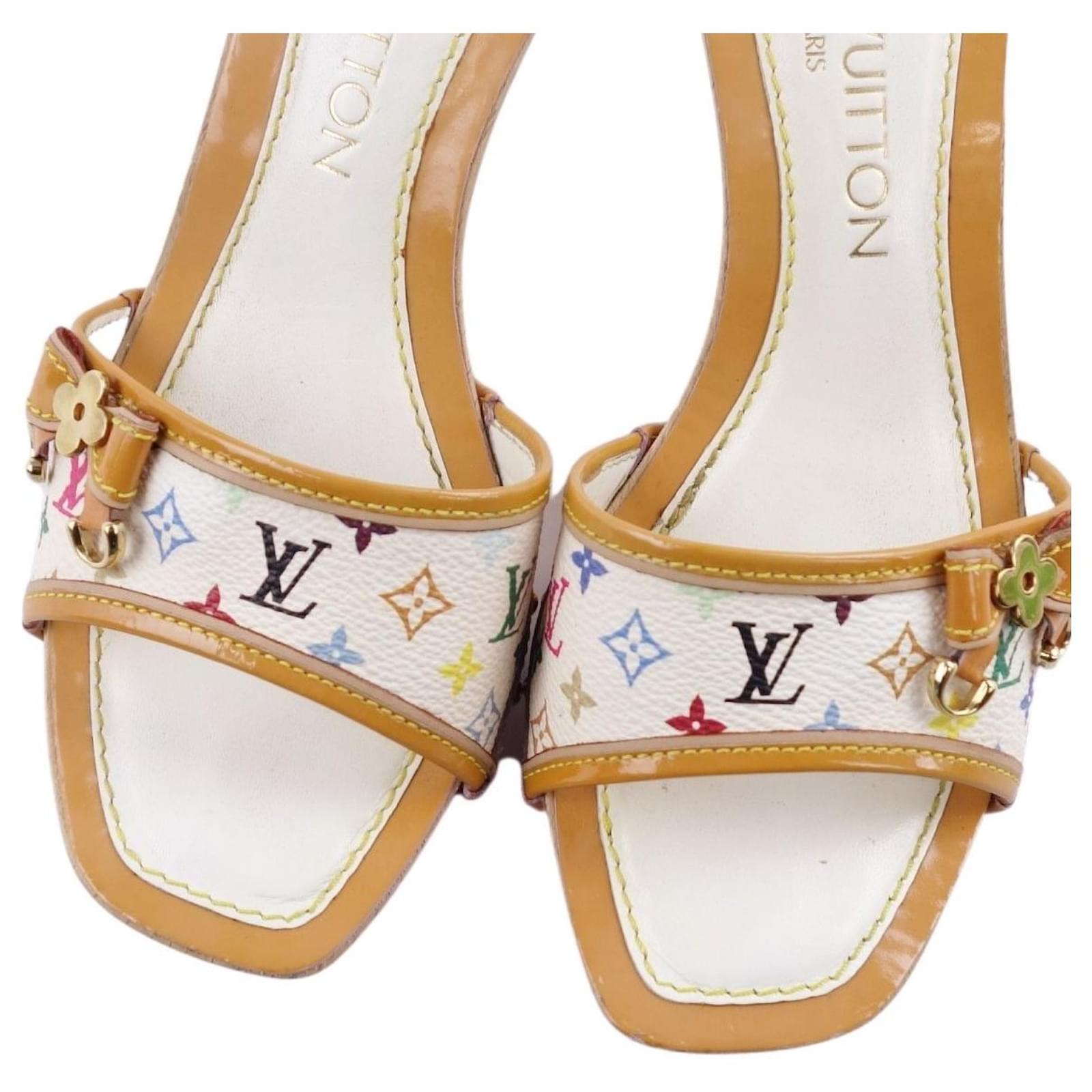 LOUIS VUITTON Sandals Mule Monogram Heel Shoes Women's Multicolor