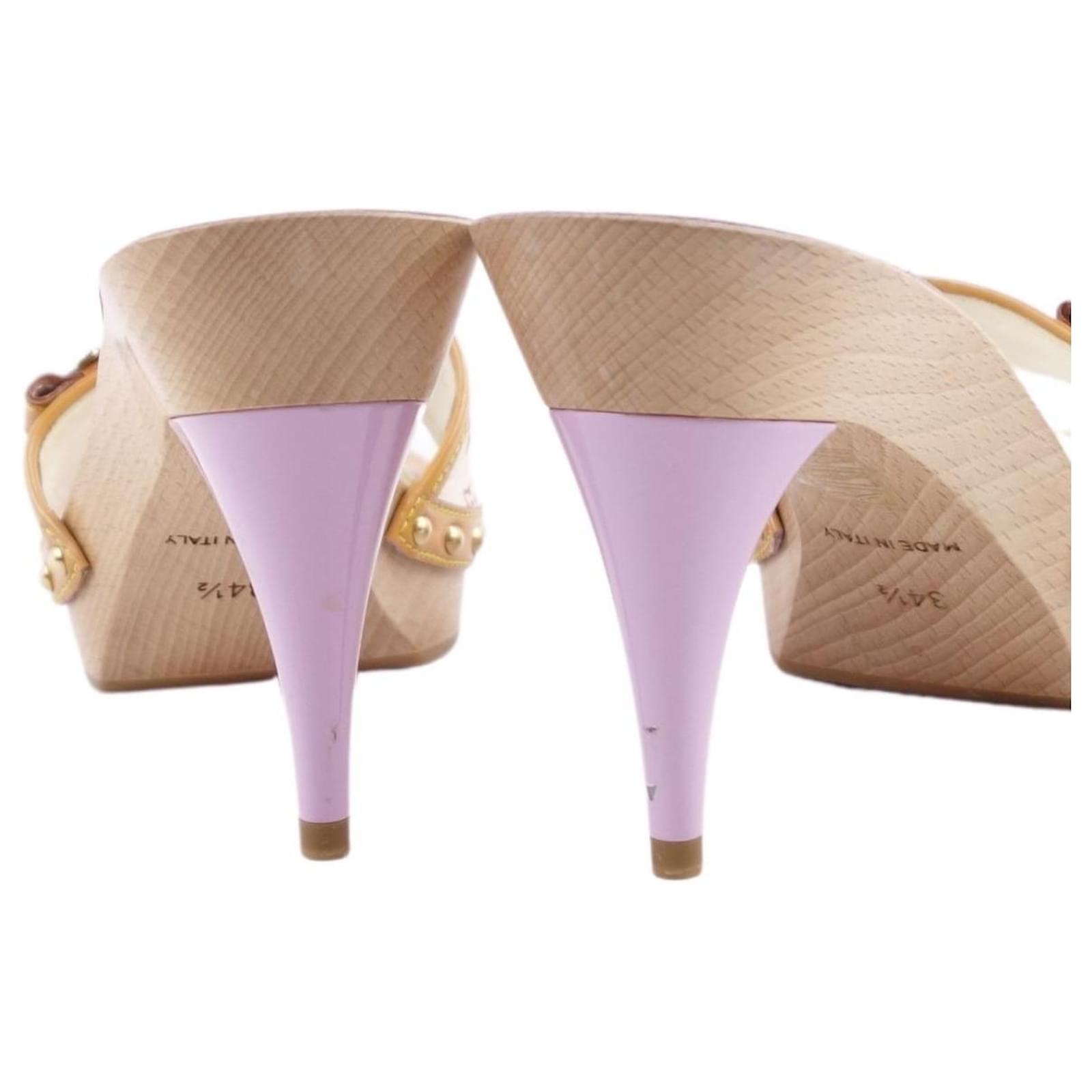 LOUIS VUITTON Sandales Mule Monogram Talon Chaussures Femme Multicolore  Taille 34.5 (22équivalent cm) Cuir vernis ref.482918 - Joli Closet