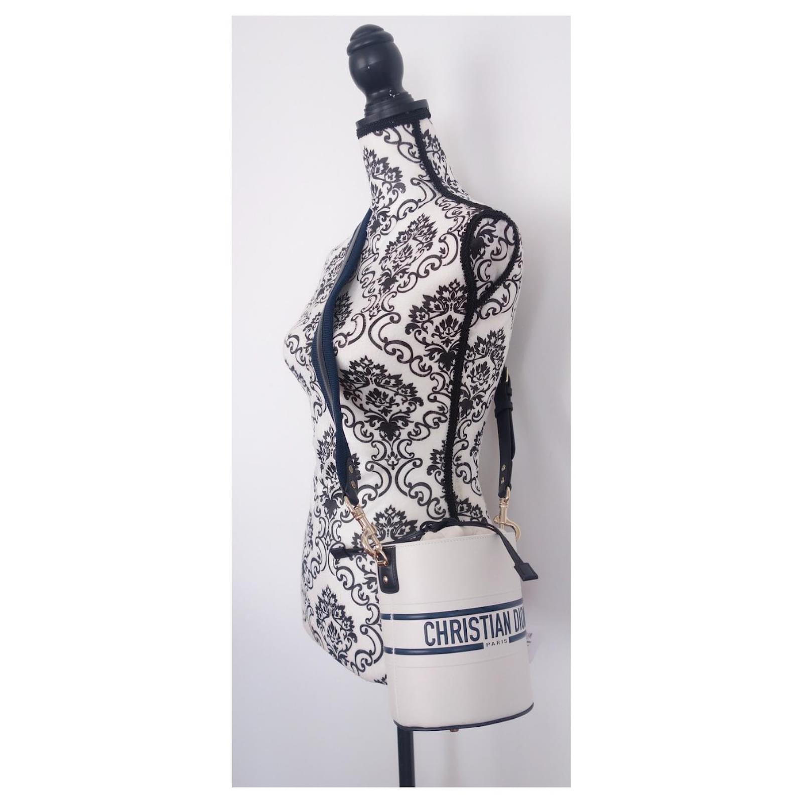 Dior Vibe bucket bag White Navy blue Leather ref.483417 - Joli Closet