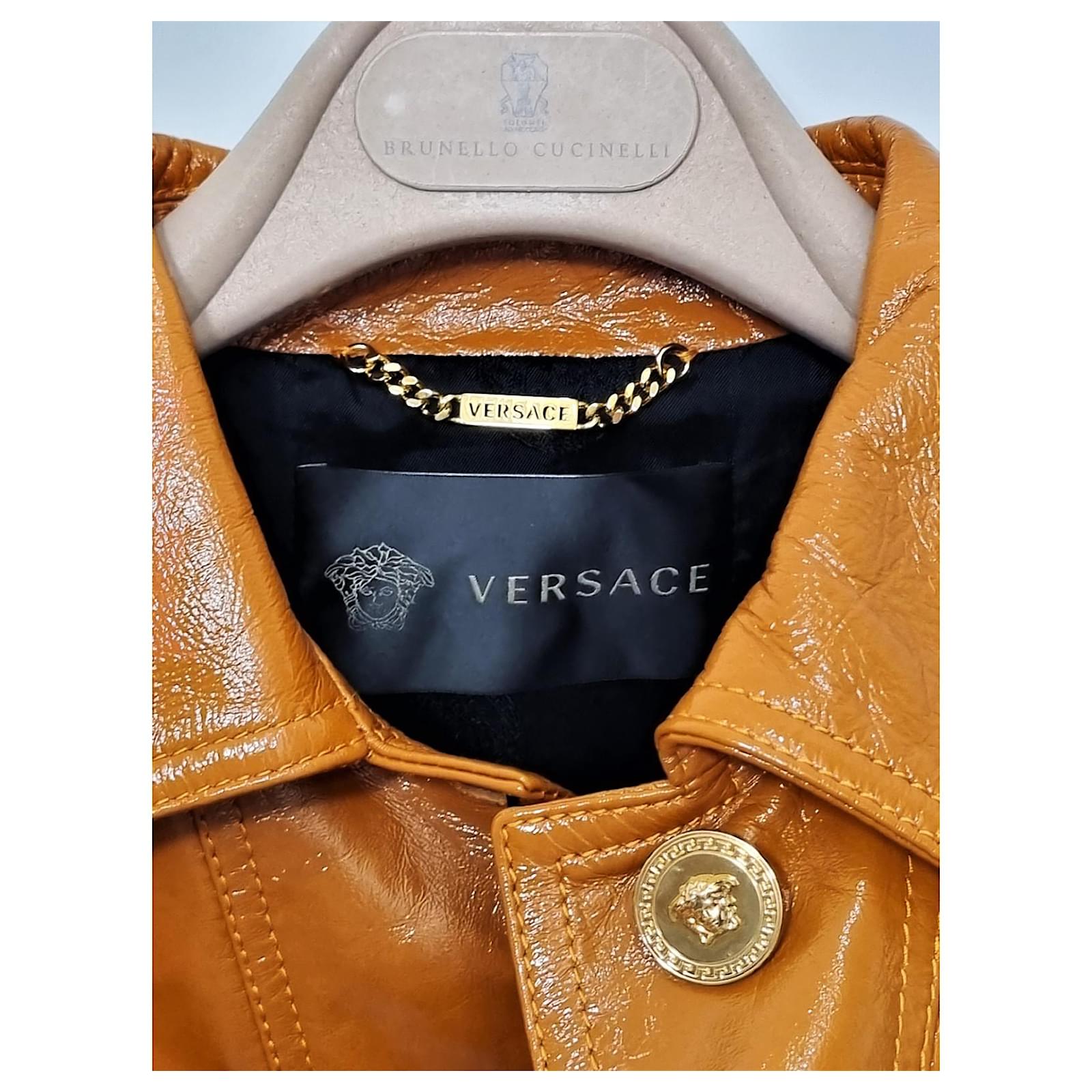 Gold Versace Lederjacke Versace Lederjacke Orange Joli Closet