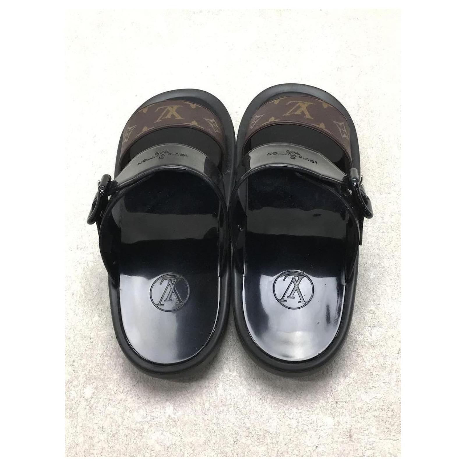 LOUIS VUITTON belt sandals / 41 / BLK / PVC / with box Black ref.483563 -  Joli Closet