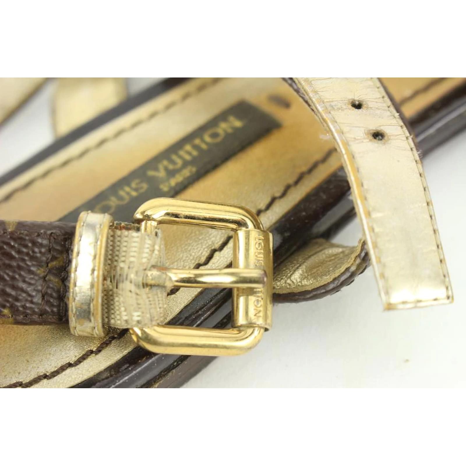 Louis Vuitton Size 36 Gold Leatherx Monogram Be Happy Flat Gladiator Sandals  White gold ref.484360 - Joli Closet