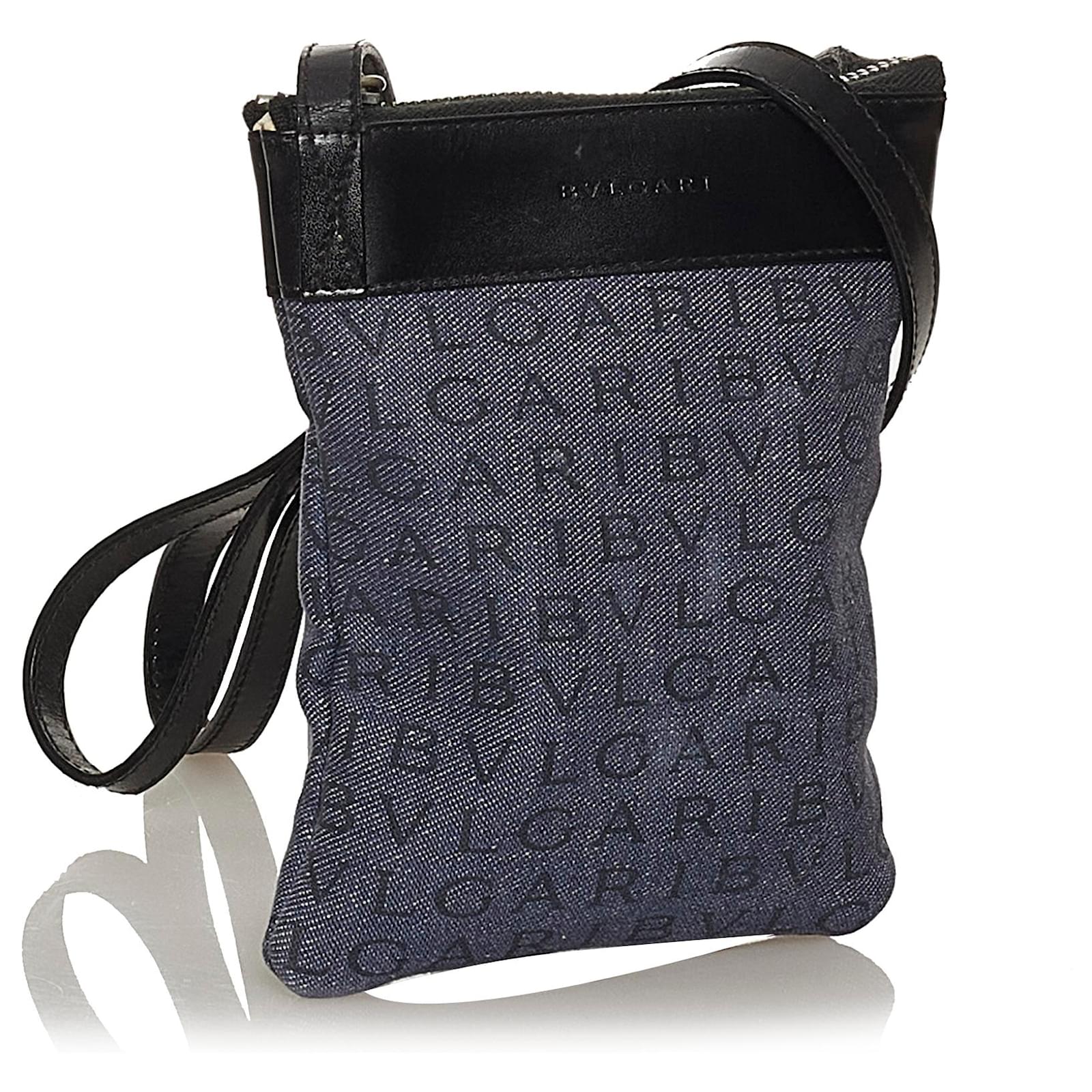 Bulgari Bvlgari Blue Logomania Canvas Crossbody Bag Leather Cloth Pony ...