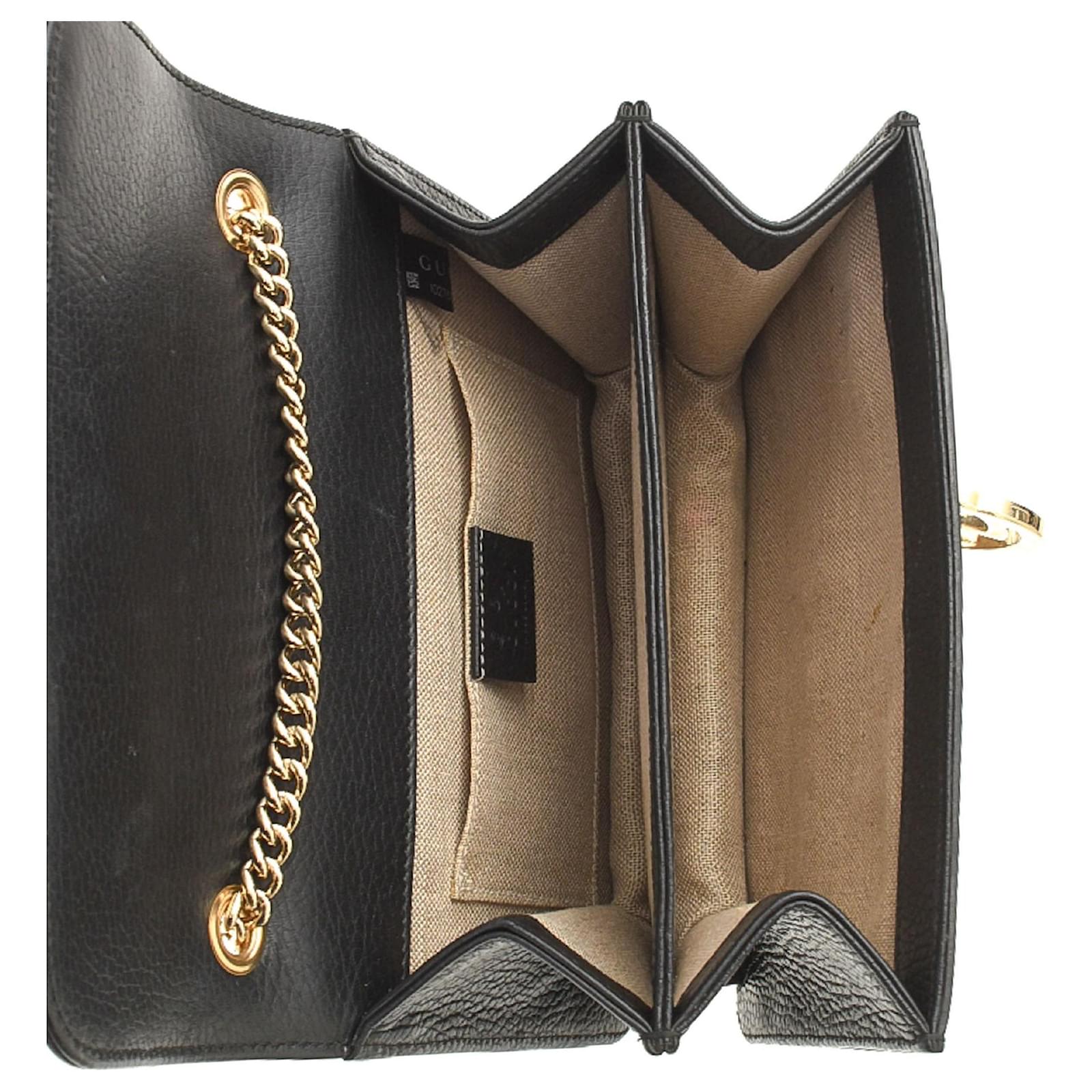 Gucci Interlocking GG Chain Shoulder Bag Black Leather ref.485262