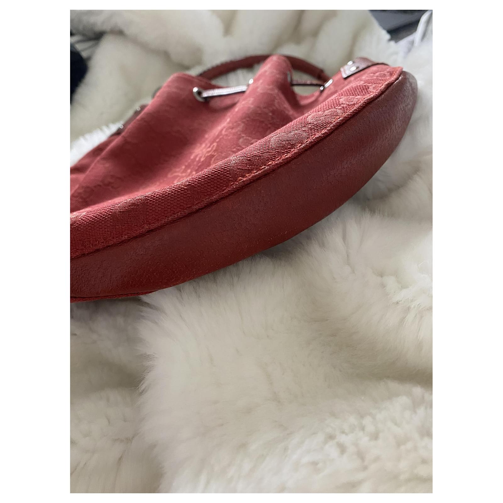 Vintage monogram red Gucci bag vintage Leather Cloth ref.485556 - Joli  Closet