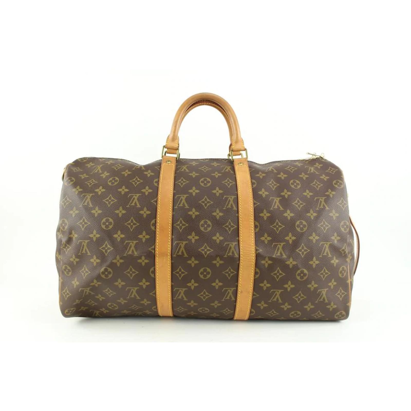 Louis Vuitton Keepall Bandouliere 50 Duffel with Strap Brown