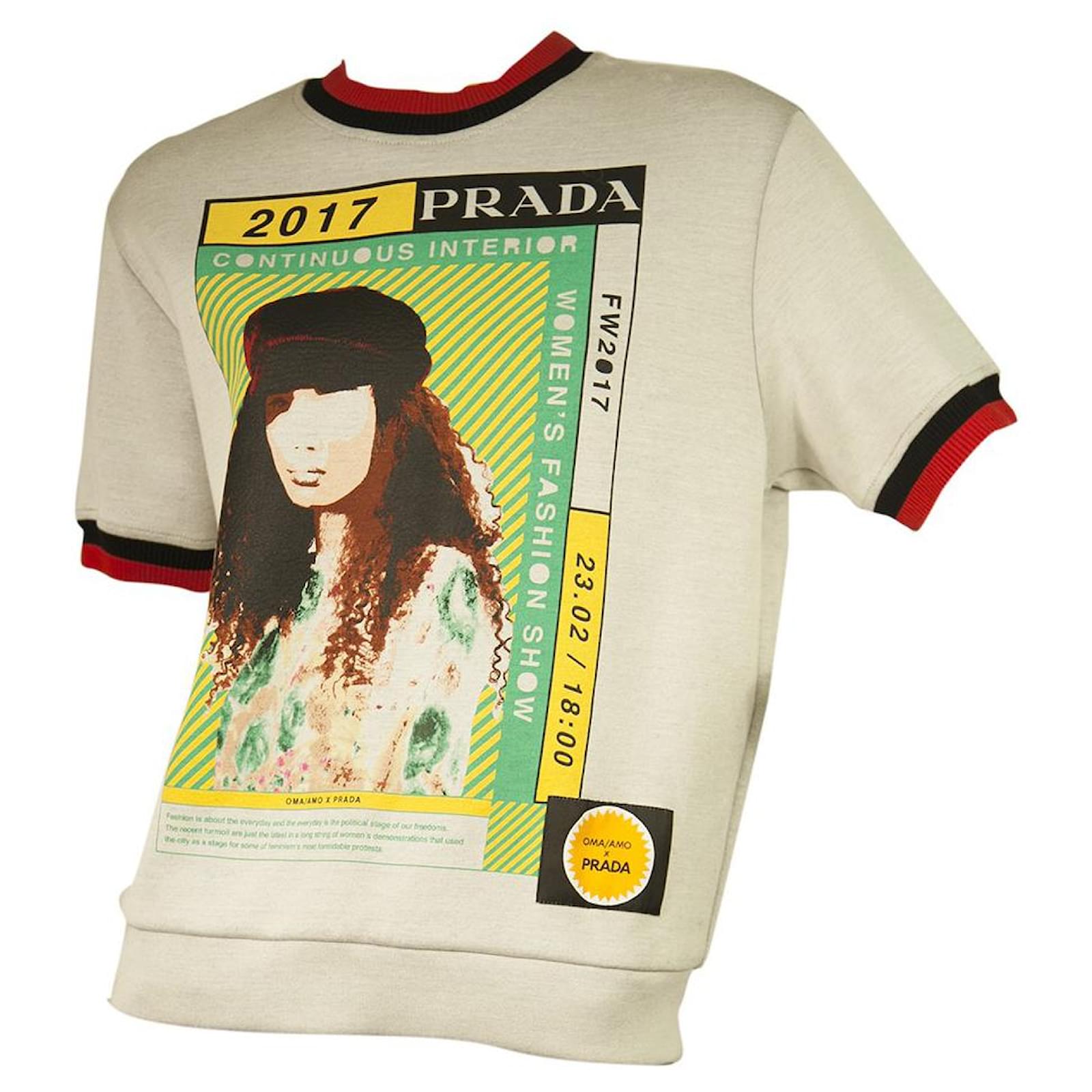 PRADA Model Logo Short Sleeve Sweatshirt Heavy Cotton T- Shirt Top size XS  Multiple colors  - Joli Closet