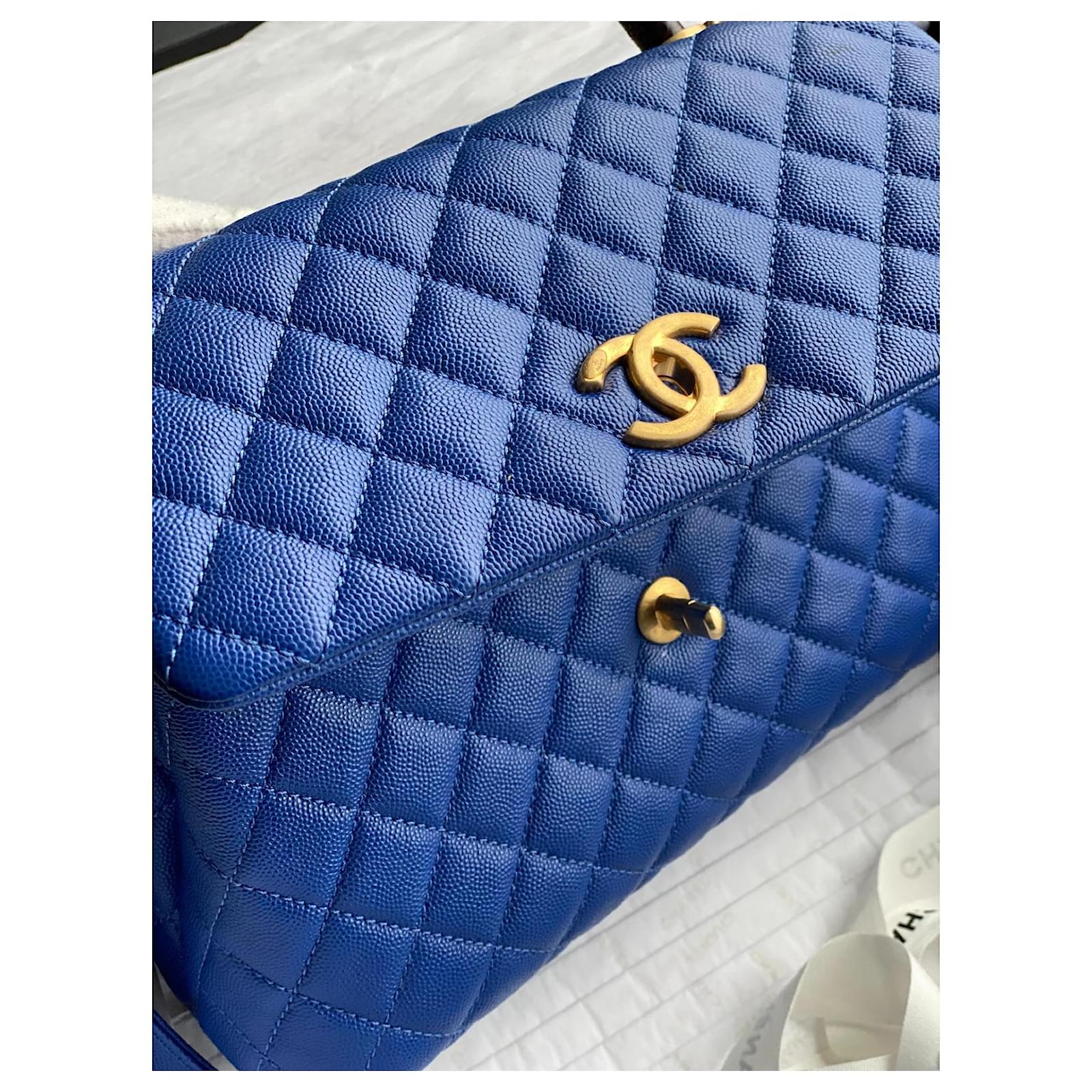 Chanel coco handle bag Blue Leather ref.487170 - Joli Closet