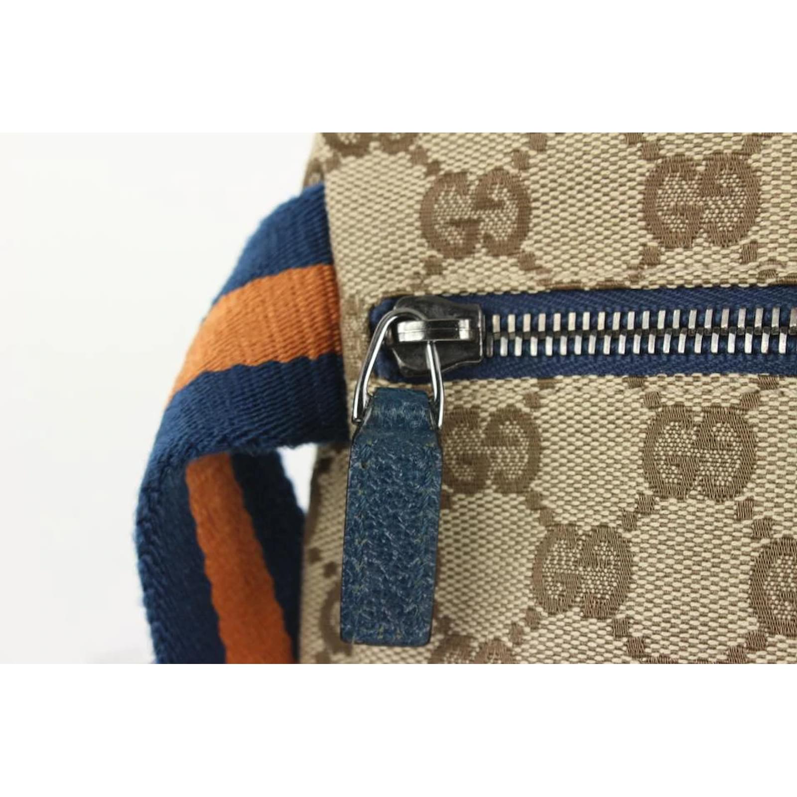 Gucci Navy x Orange Monogram Belt Bag Fanny Pack Waist Pouch