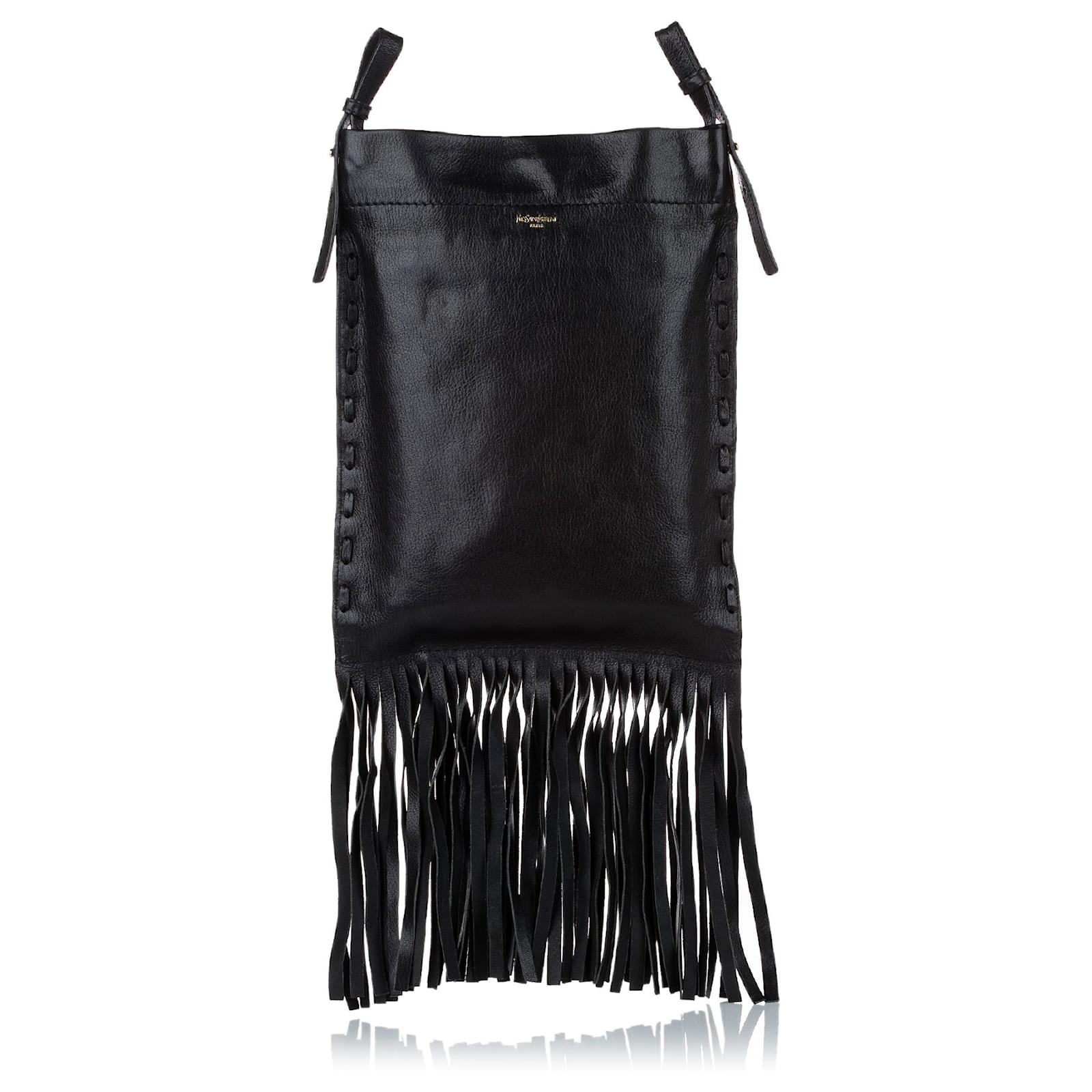 Yves Saint Laurent YSL Black Fringe Leather Crossbody Bag Ponystyle