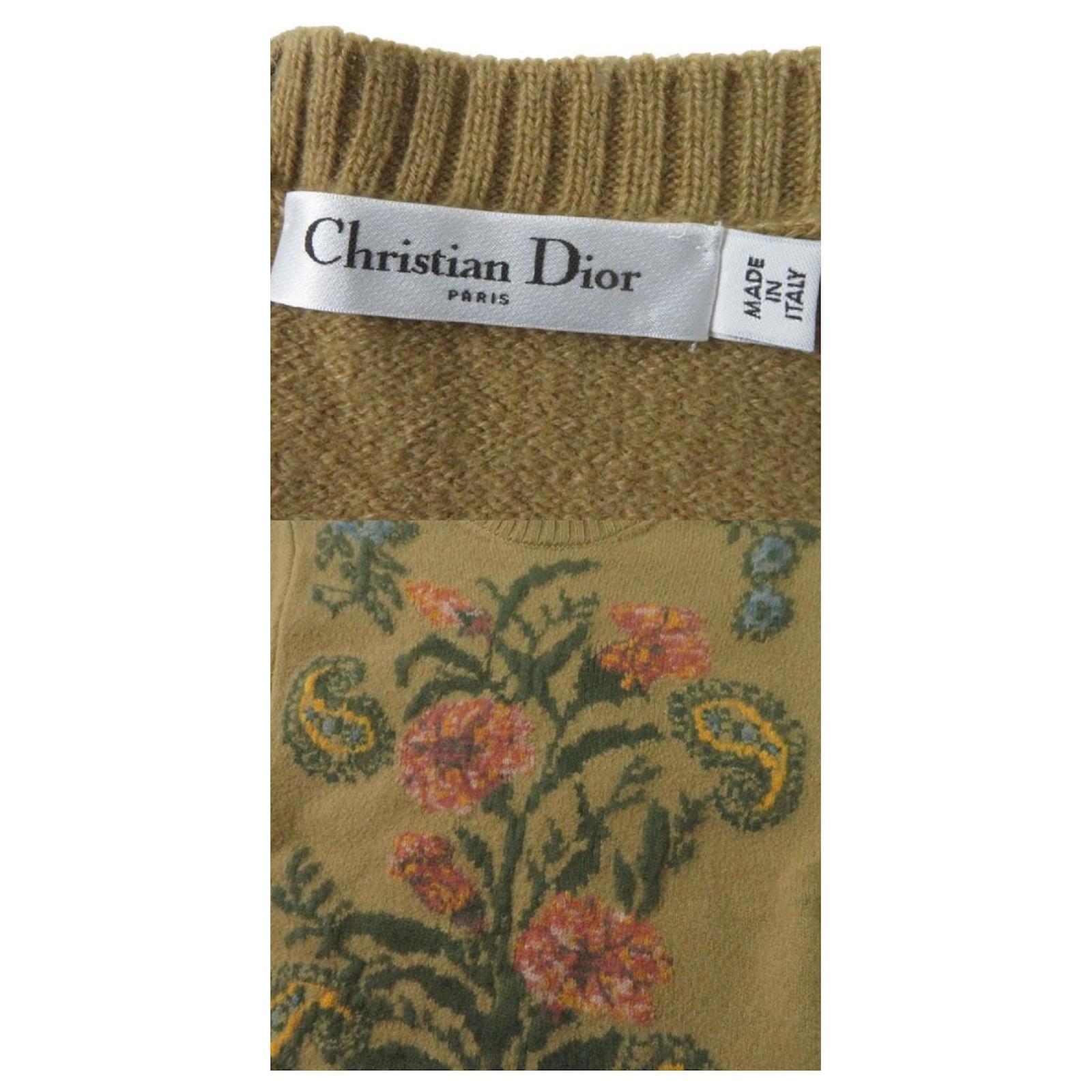 クリスチャンディオール ﾌﾞﾗｳﾝ 124S03AM301 ｳｰﾙ×ｶｼﾐﾔ ﾌﾛｰﾗﾙ ｼﾞｬｶﾞｰﾄﾞ  