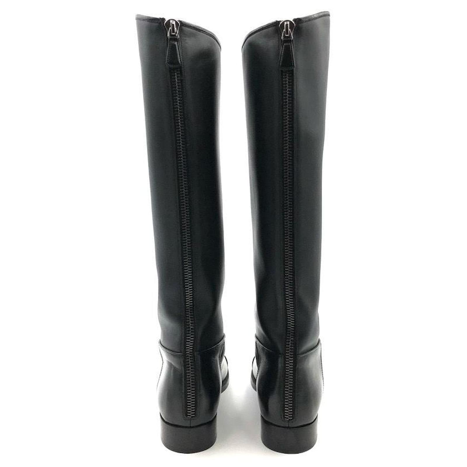 Chanel riding boots in black leather ref.488335 - Joli Closet