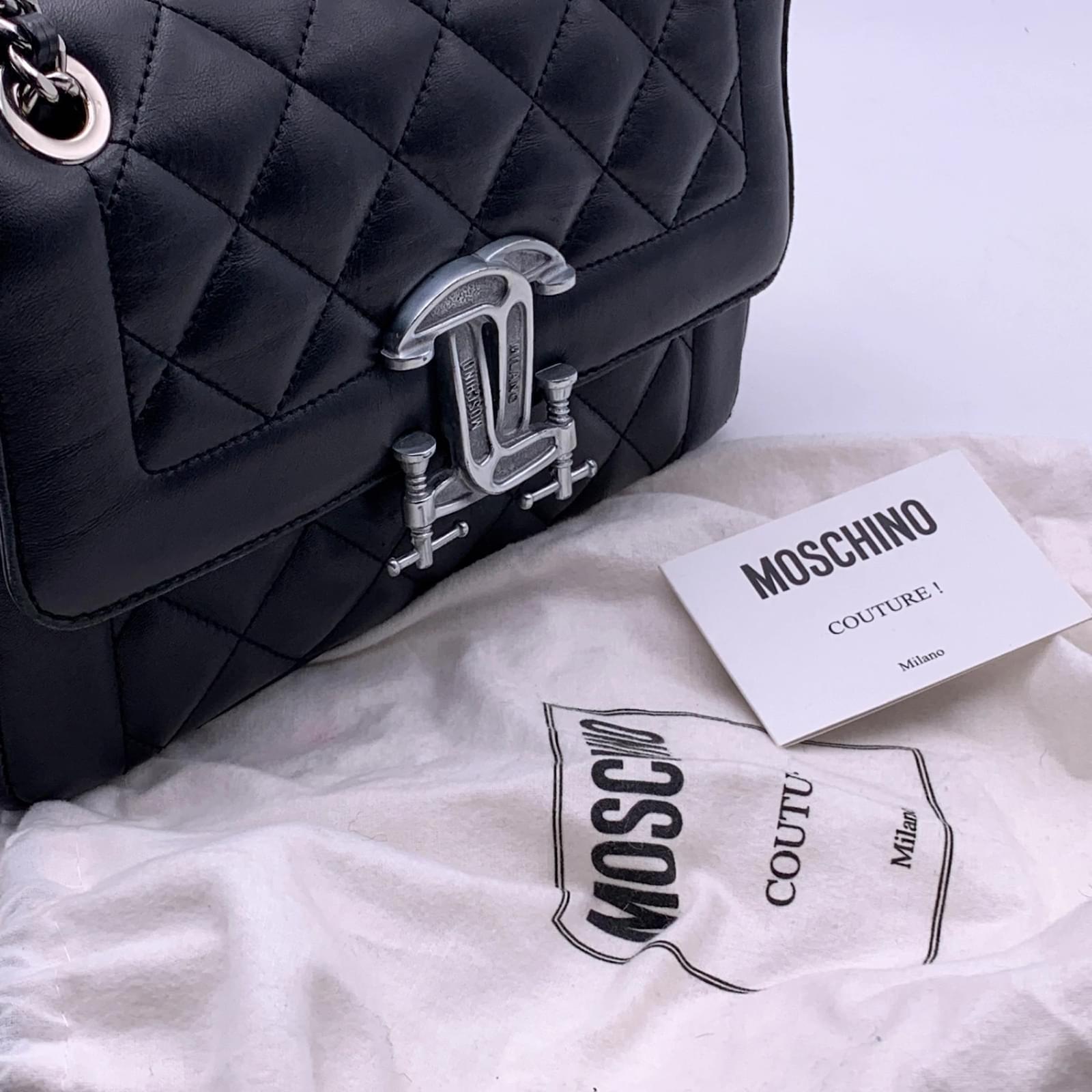 Moschino Couture Black Quilted Leather Shoulder Bag